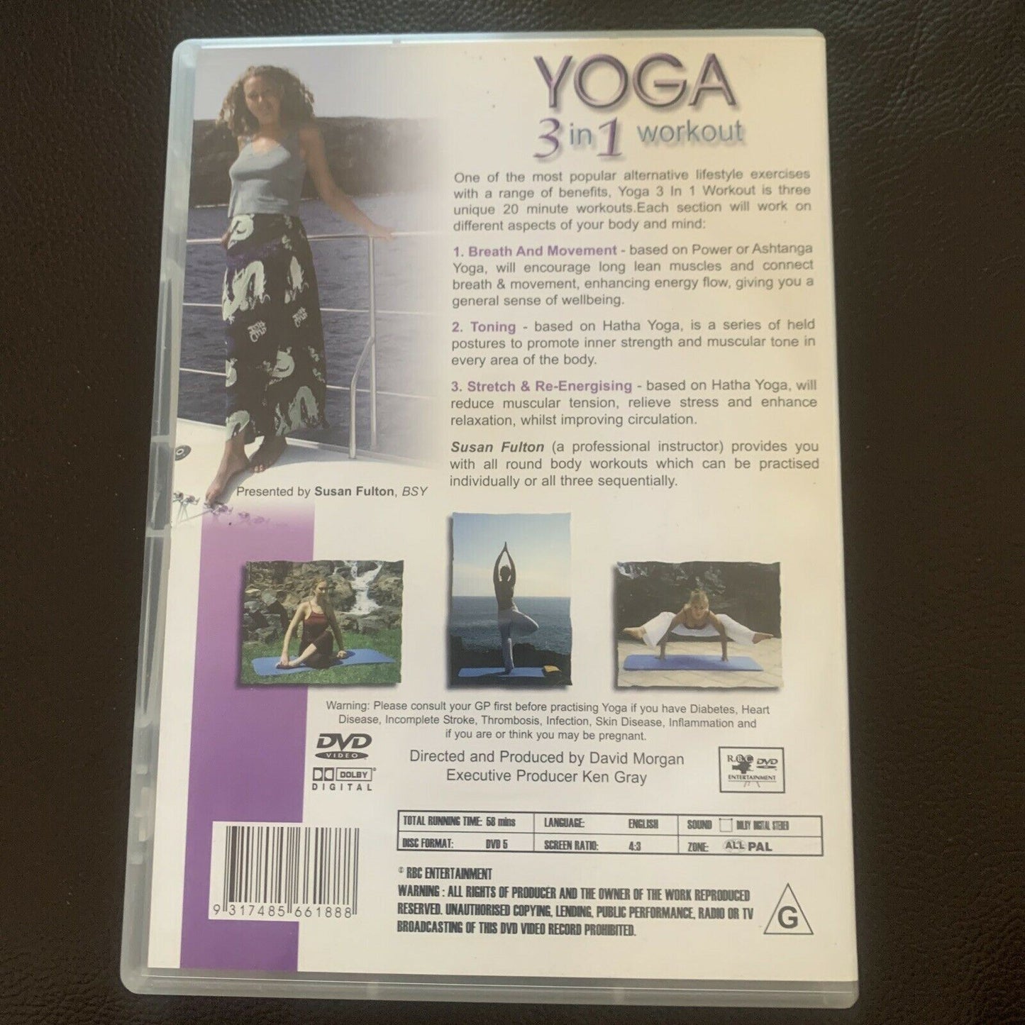 Yoga - 3 In 1 Workout - Healthy Living (DVD, 2002) Susan Fulton. All regions