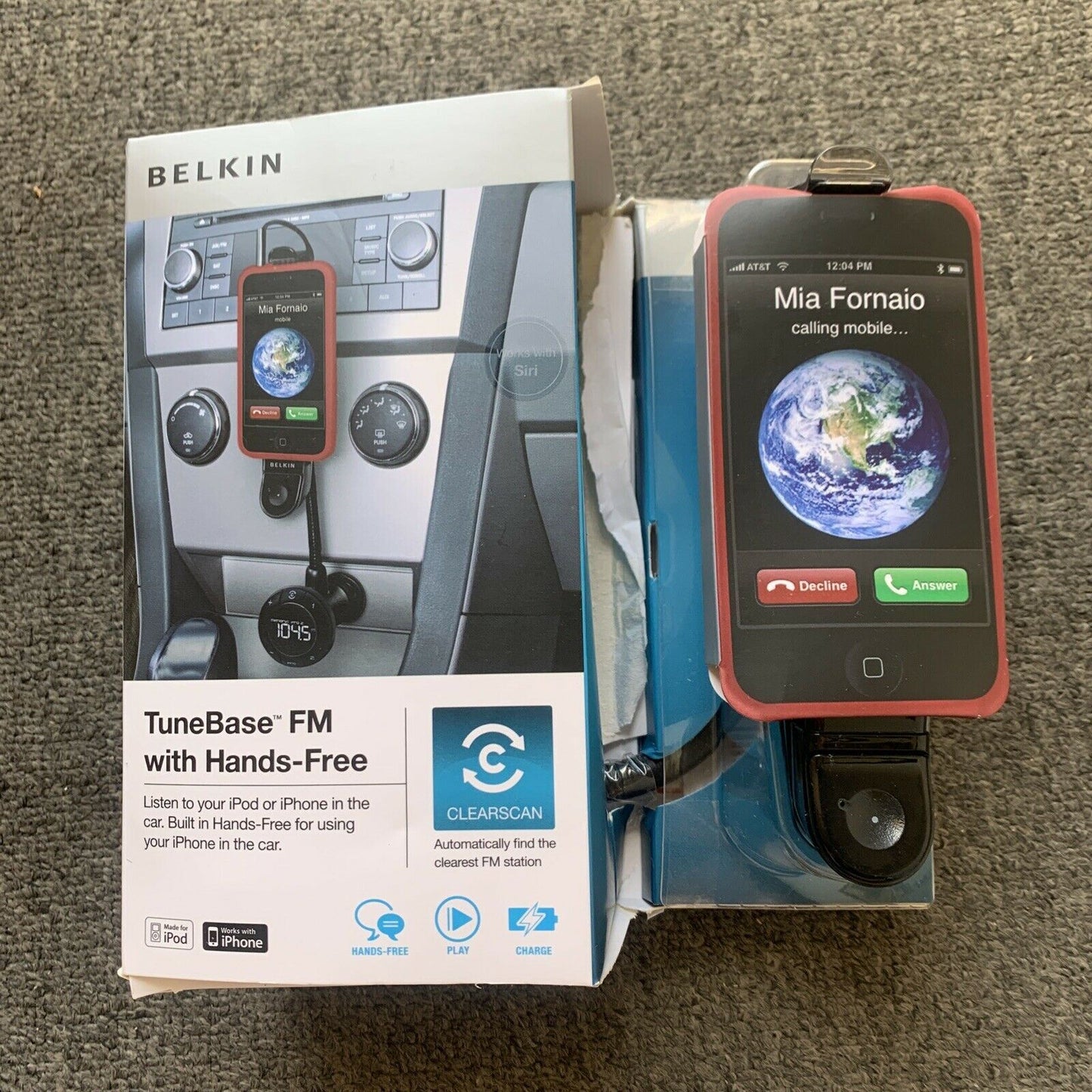 *Never Used* Belkin TuneBase FM With Hands-free For 30pin iPhone iPod