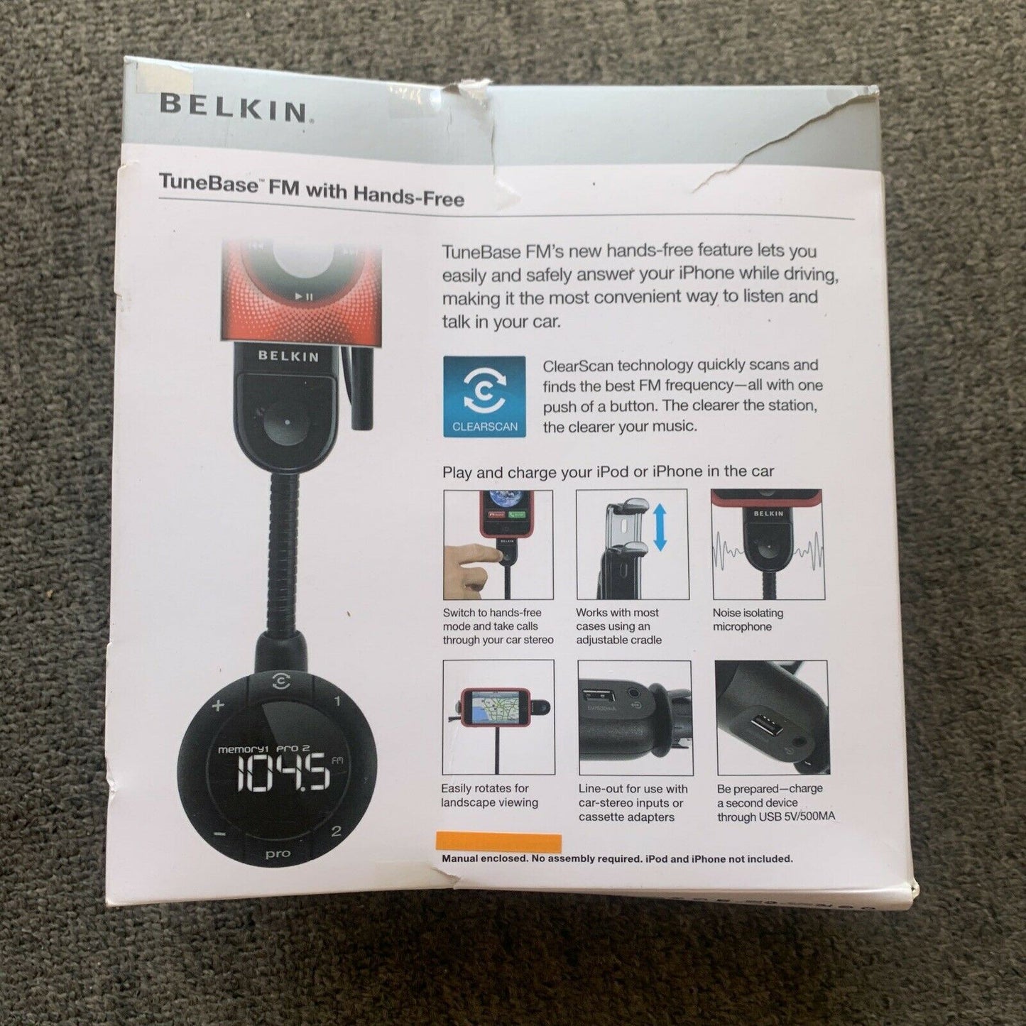 *Never Used* Belkin TuneBase FM With Hands-free For 30pin iPhone iPod