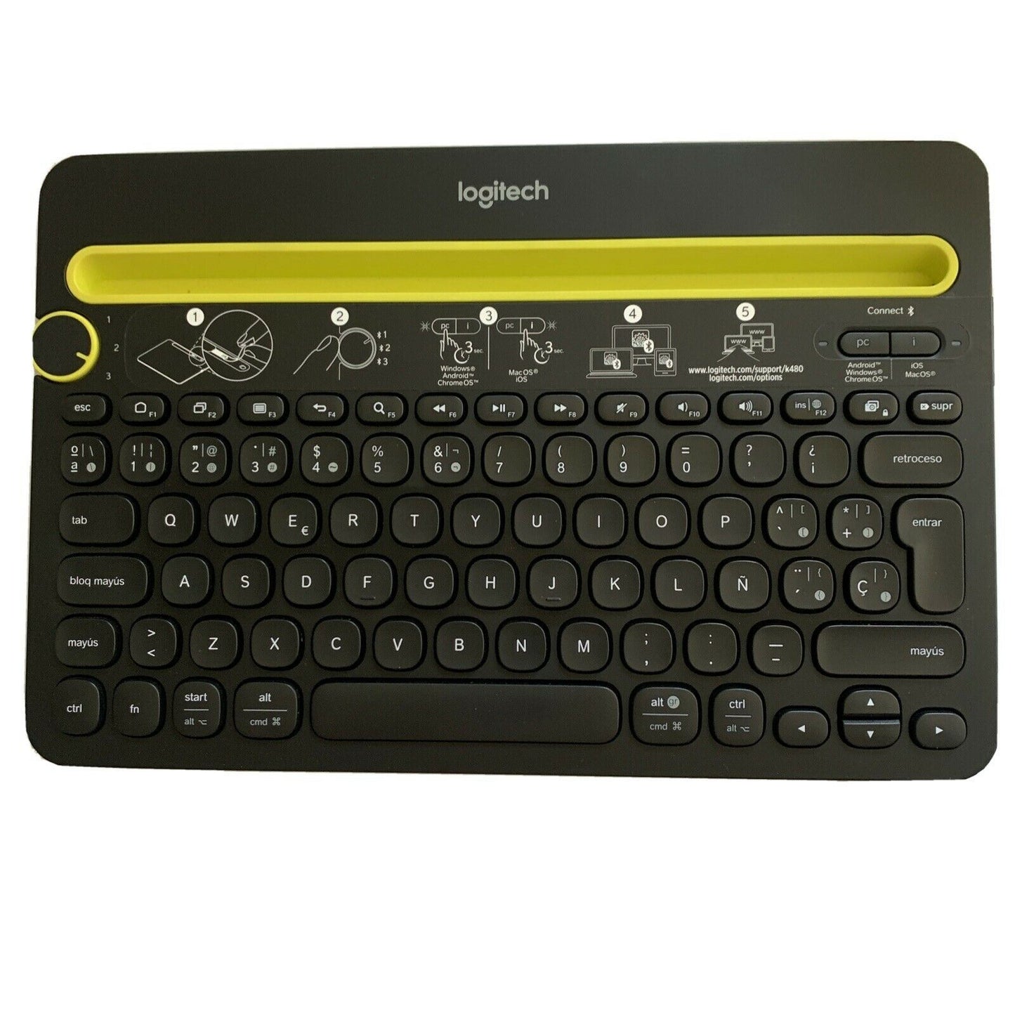 Logitech K480 Bluetooth Multi-Device Wireless Keyboard (Spanish Version)