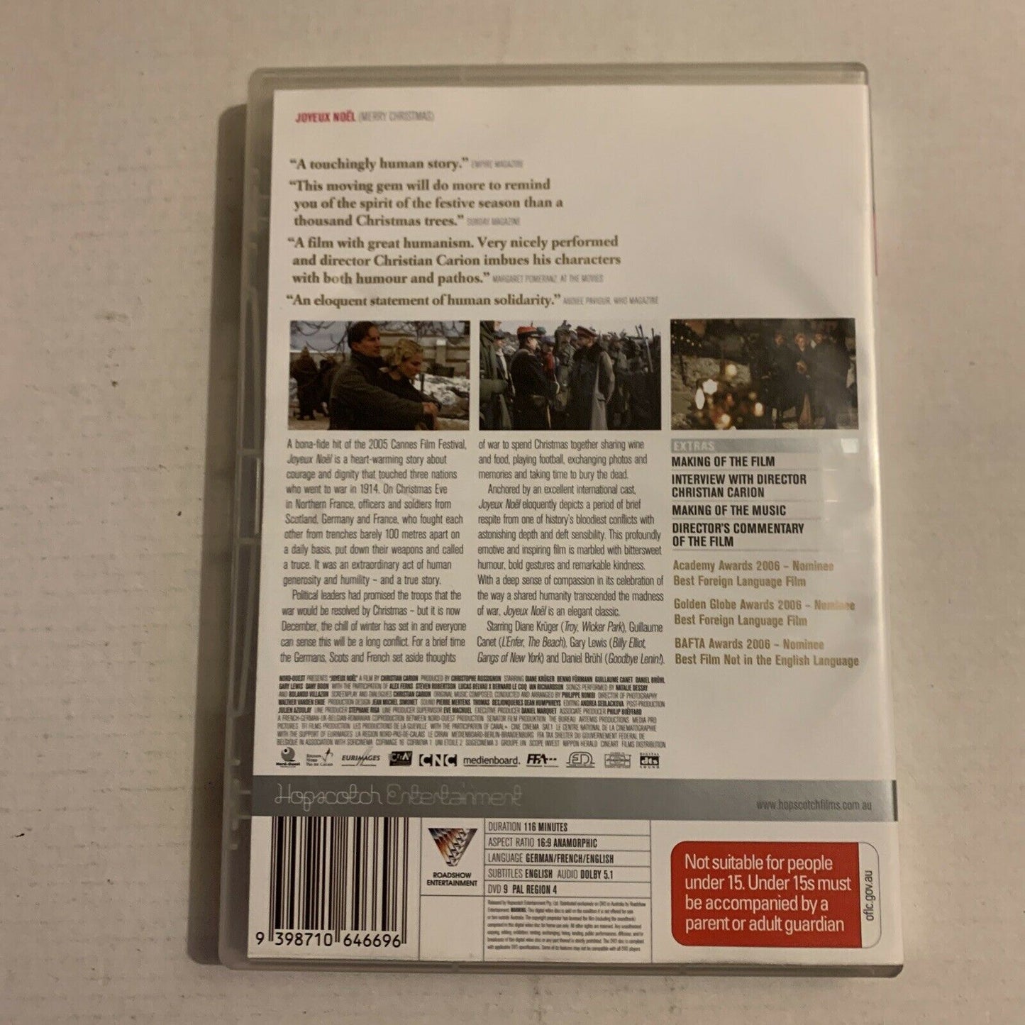 Joyeux Noel (DVD, 2006, 2-Disc) Benno Furmann, Daniel Bruhl, Dany Boon Region 4