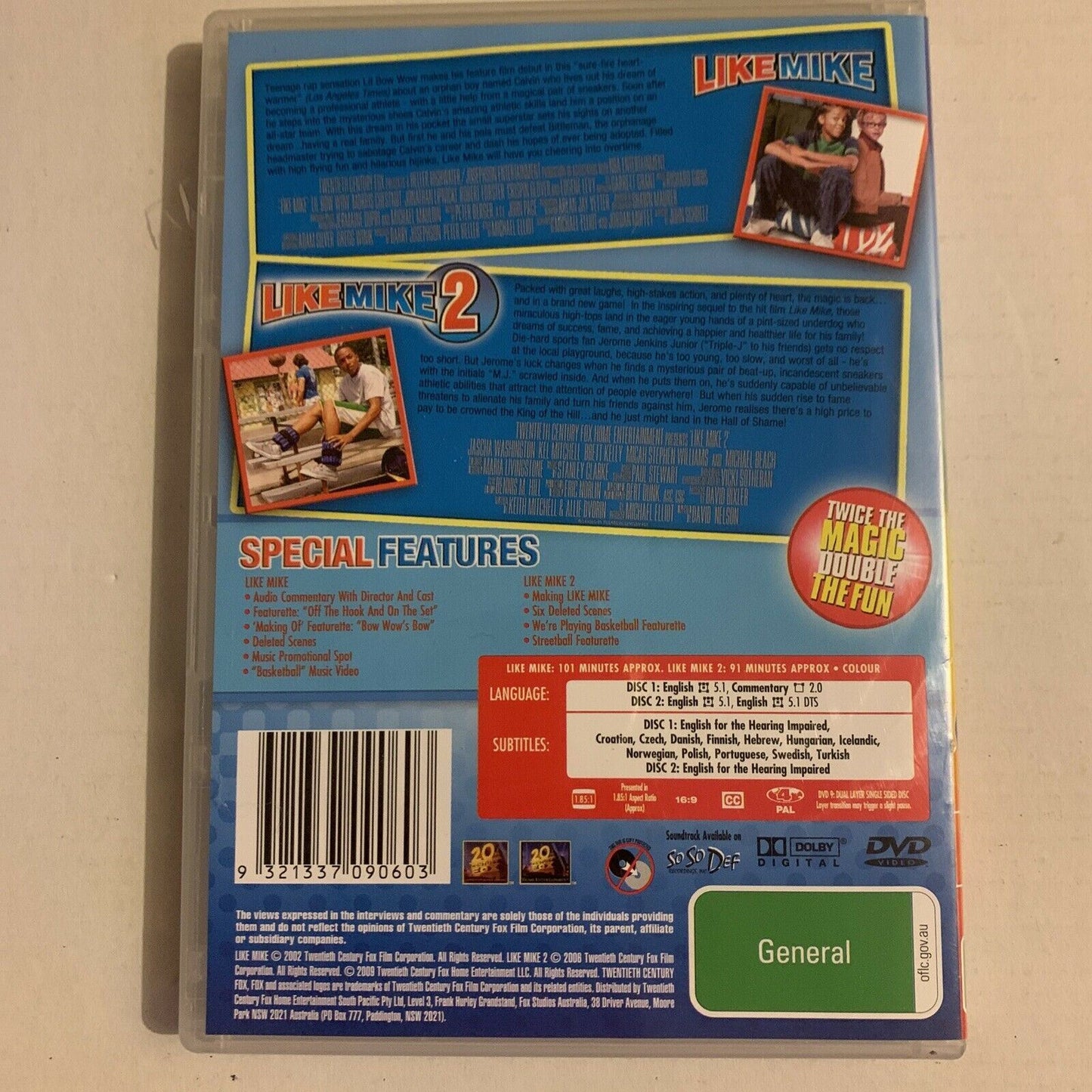 Like Mike / Like Mike 2 (DVD, 2006, 2-Disc) Region 4