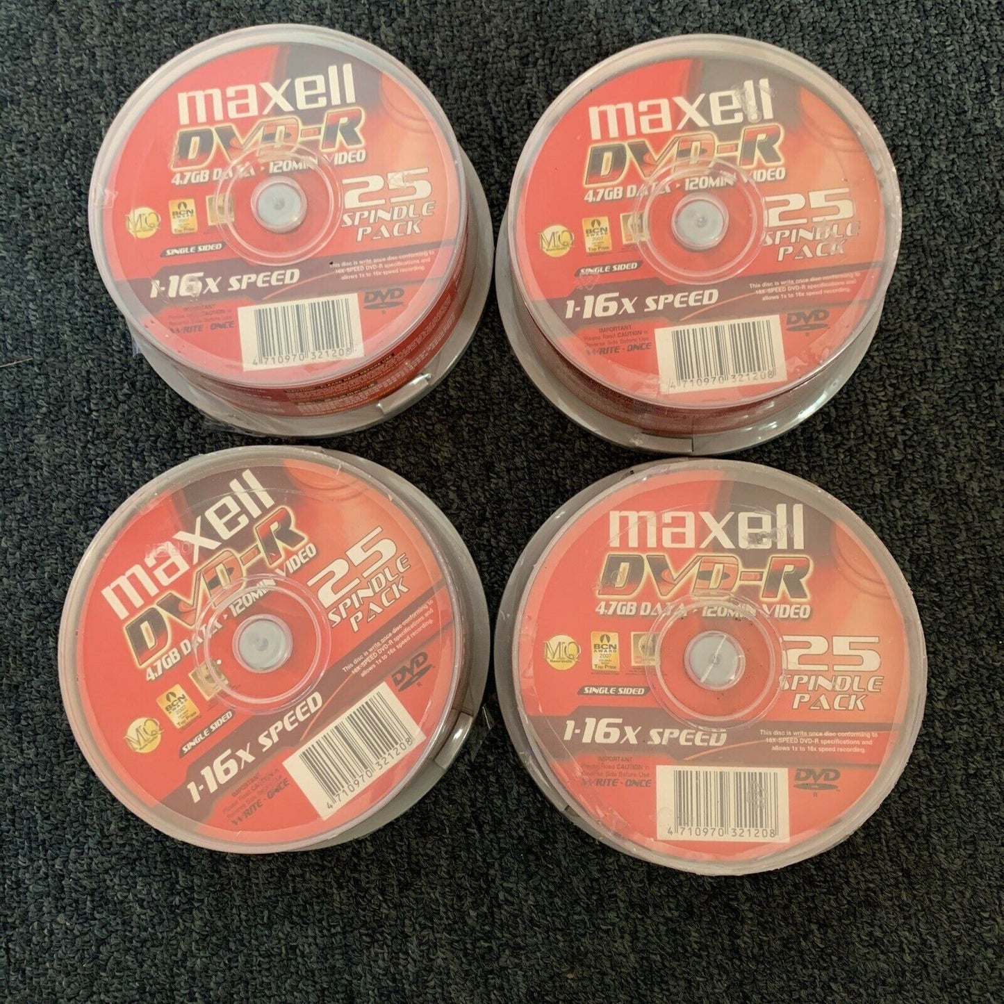 *New Sealed* 4x Maxell DVD-R Blank DVD X25 - 100 Total