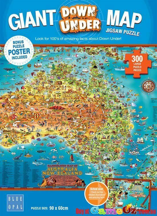 *New Sealed* Blue Opal Giant Map Down Under Jigsaw Puzzle - BL01880