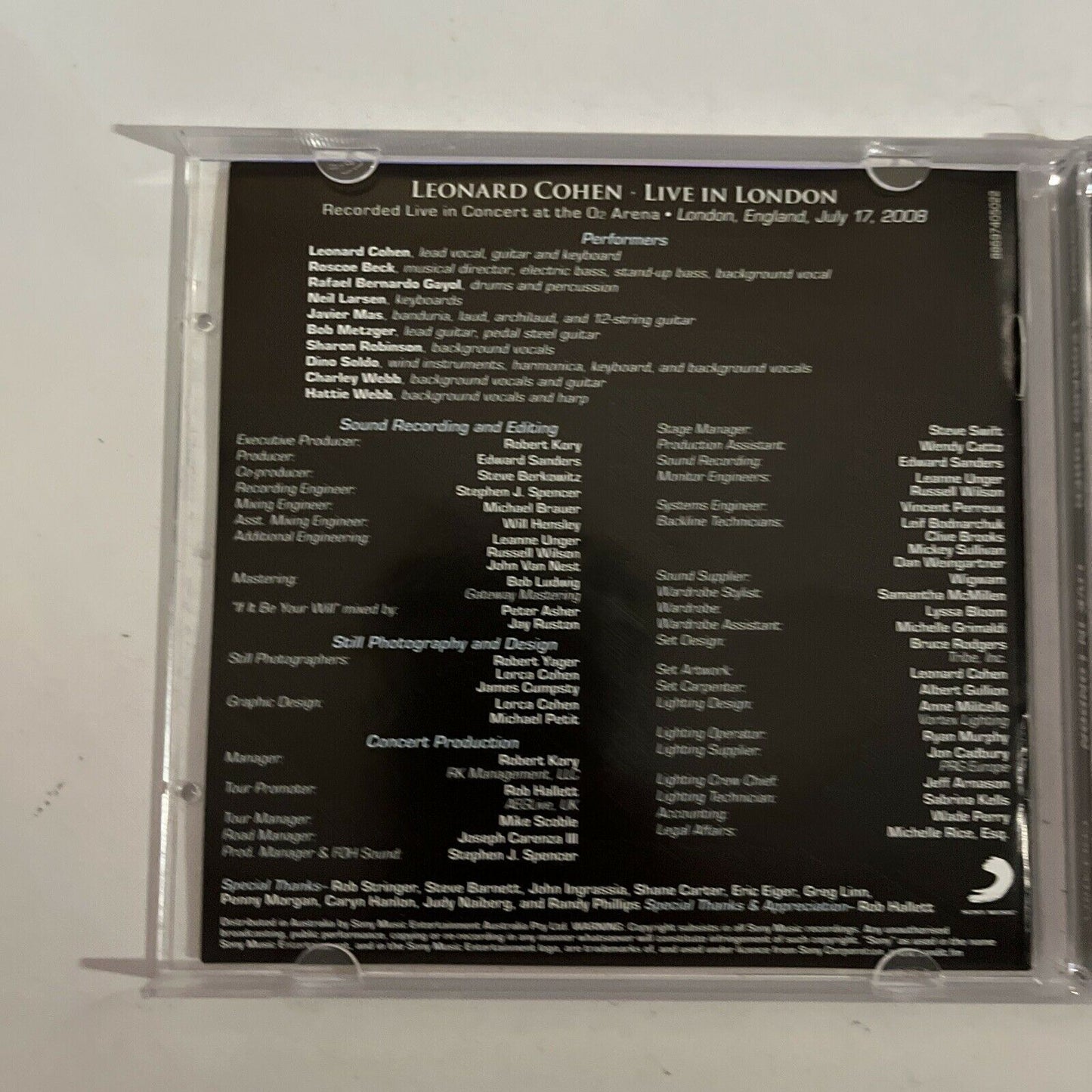 Leonard Cohen – Live In London (CD, 2-Disc, 2009)