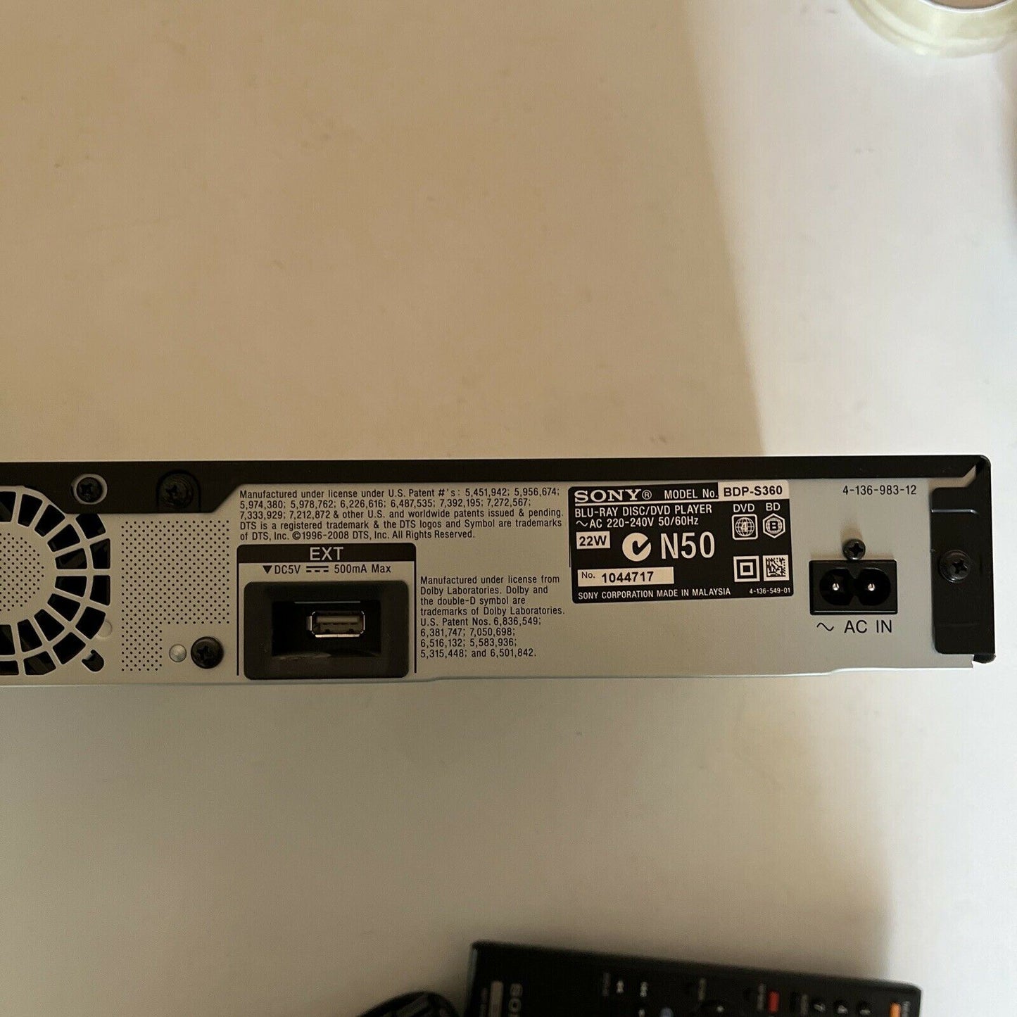 Sony BDP-S360 Blu-ray DVD Player with Remote Control