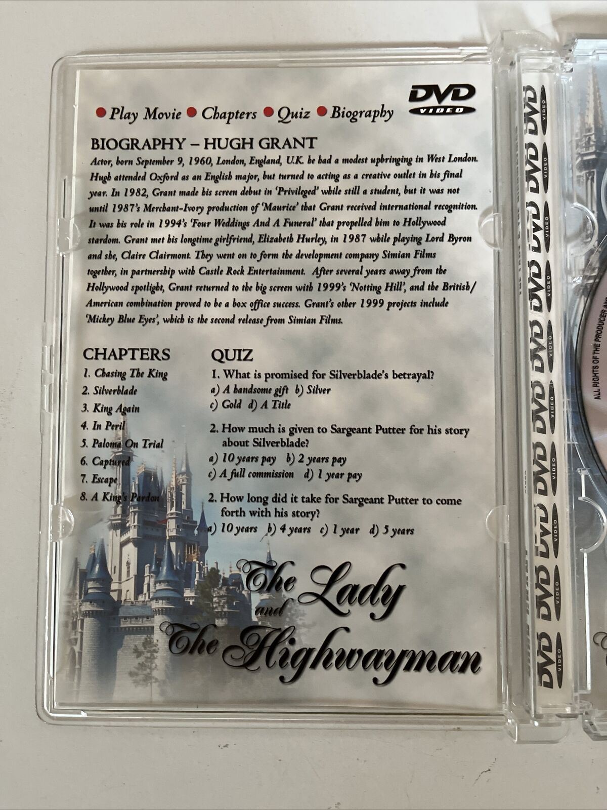 The Lady And The Highwayman (DVD, 1988) Hugh Grant, Emma Samms, Oliver Reed