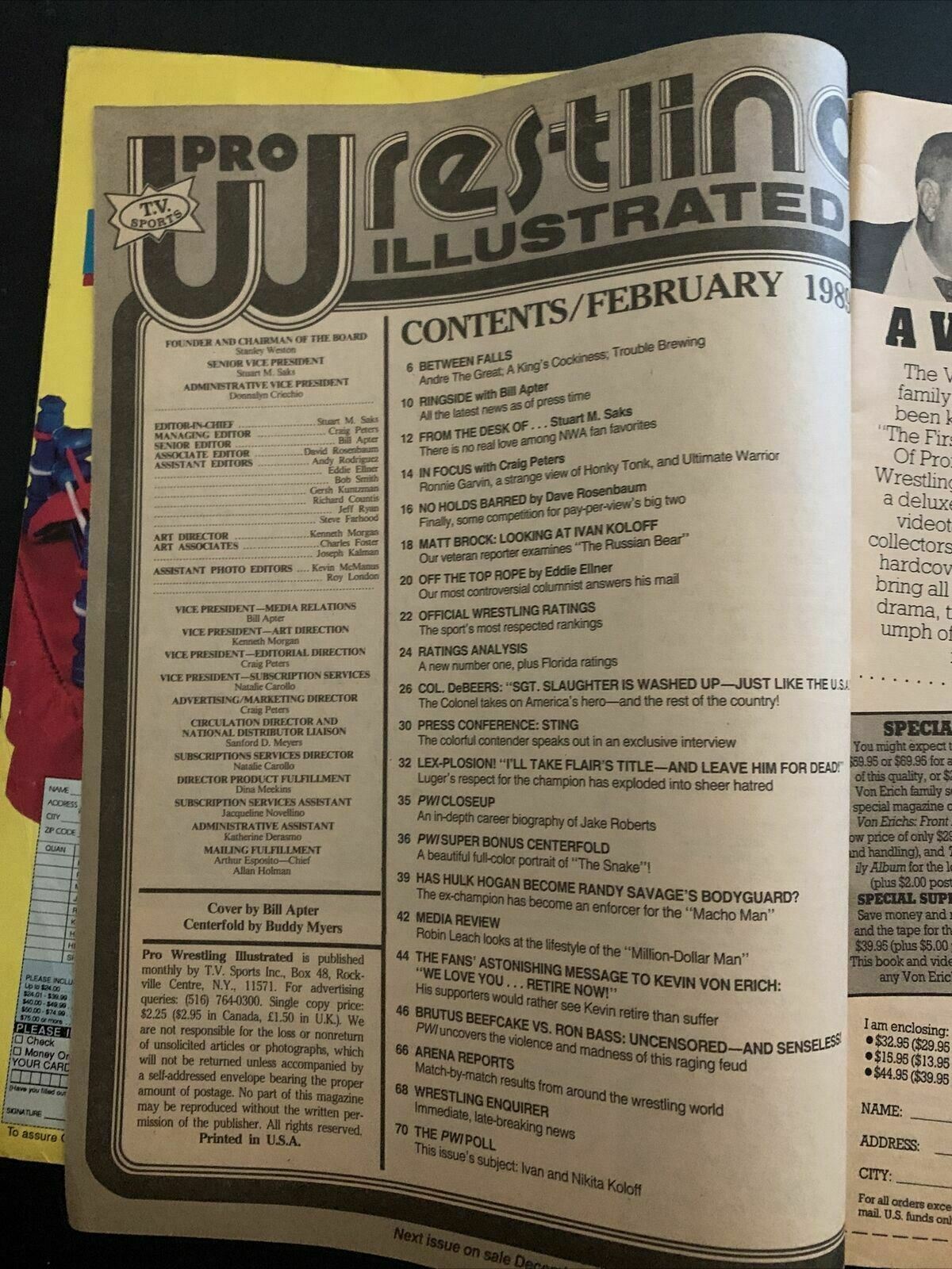Pro Wrestling Illustrated Magazine February 1989 - Luger, Flair, Beefcake