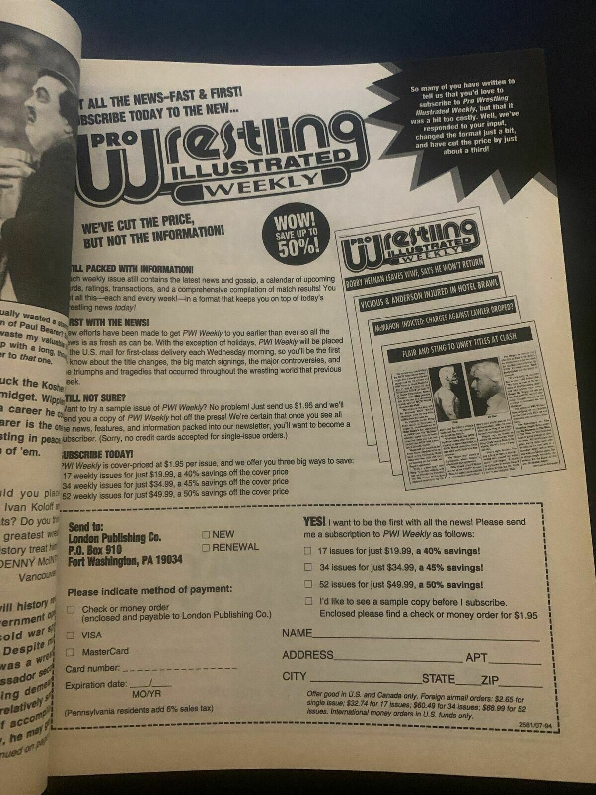 Pro Wrestling Illustrated February 1995 - WCW Civil War, Hulk, Abdullah, Butcher