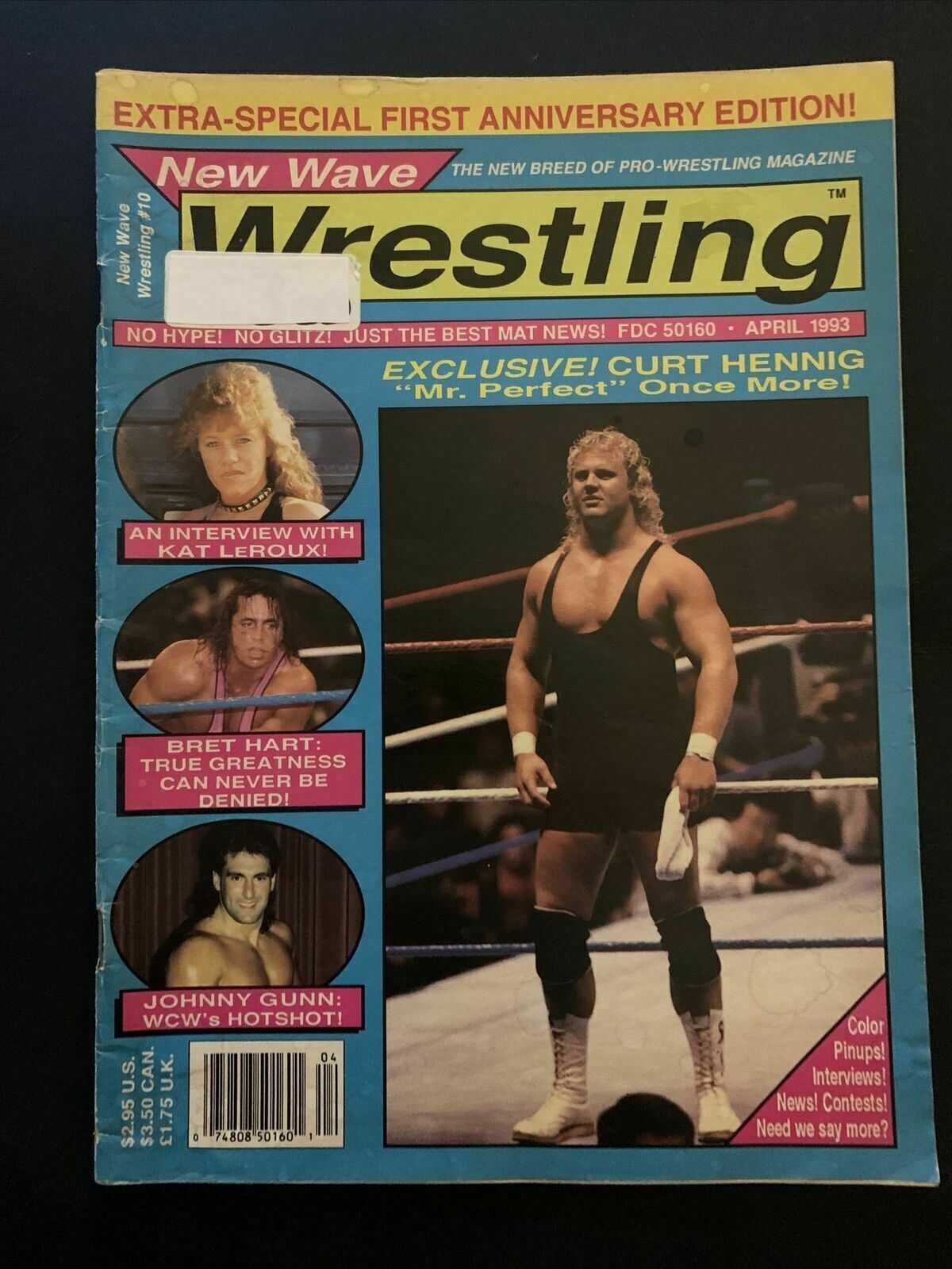 New Wave Wrestling Magazine April 1993 - Kat Leroux, Bret Hart, Curt Henning
