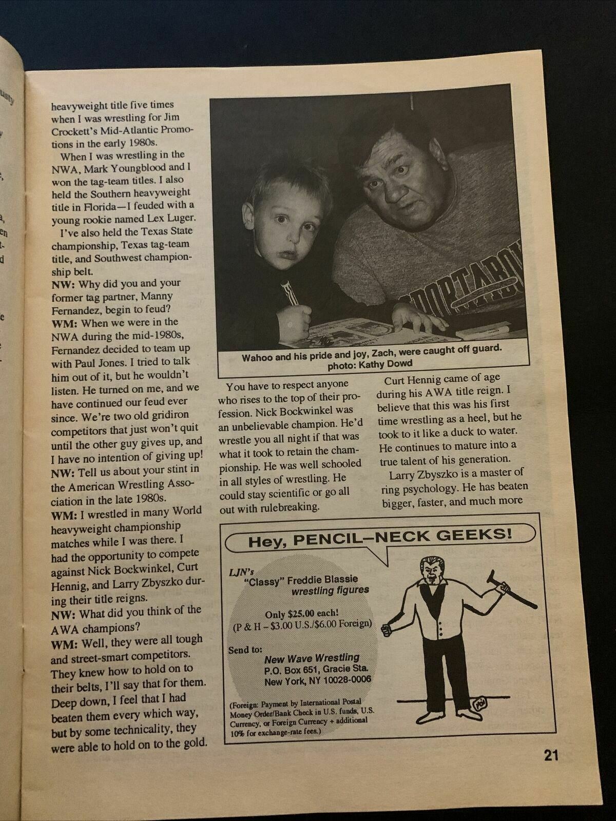 New Wave Wrestling Magazine April 1993 - Kat Leroux, Bret Hart, Curt Henning