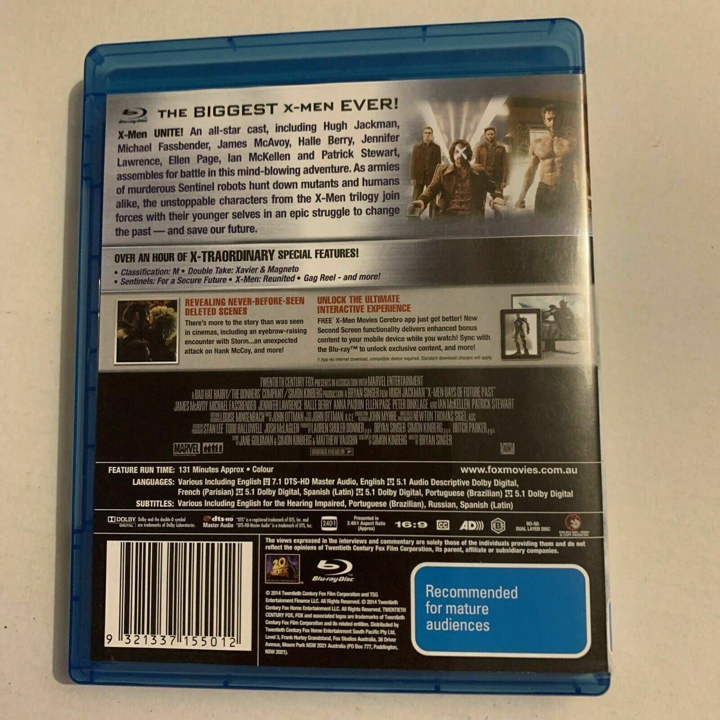 X-Men - Days Of Future Past (Blu-ray, 2014) Region B