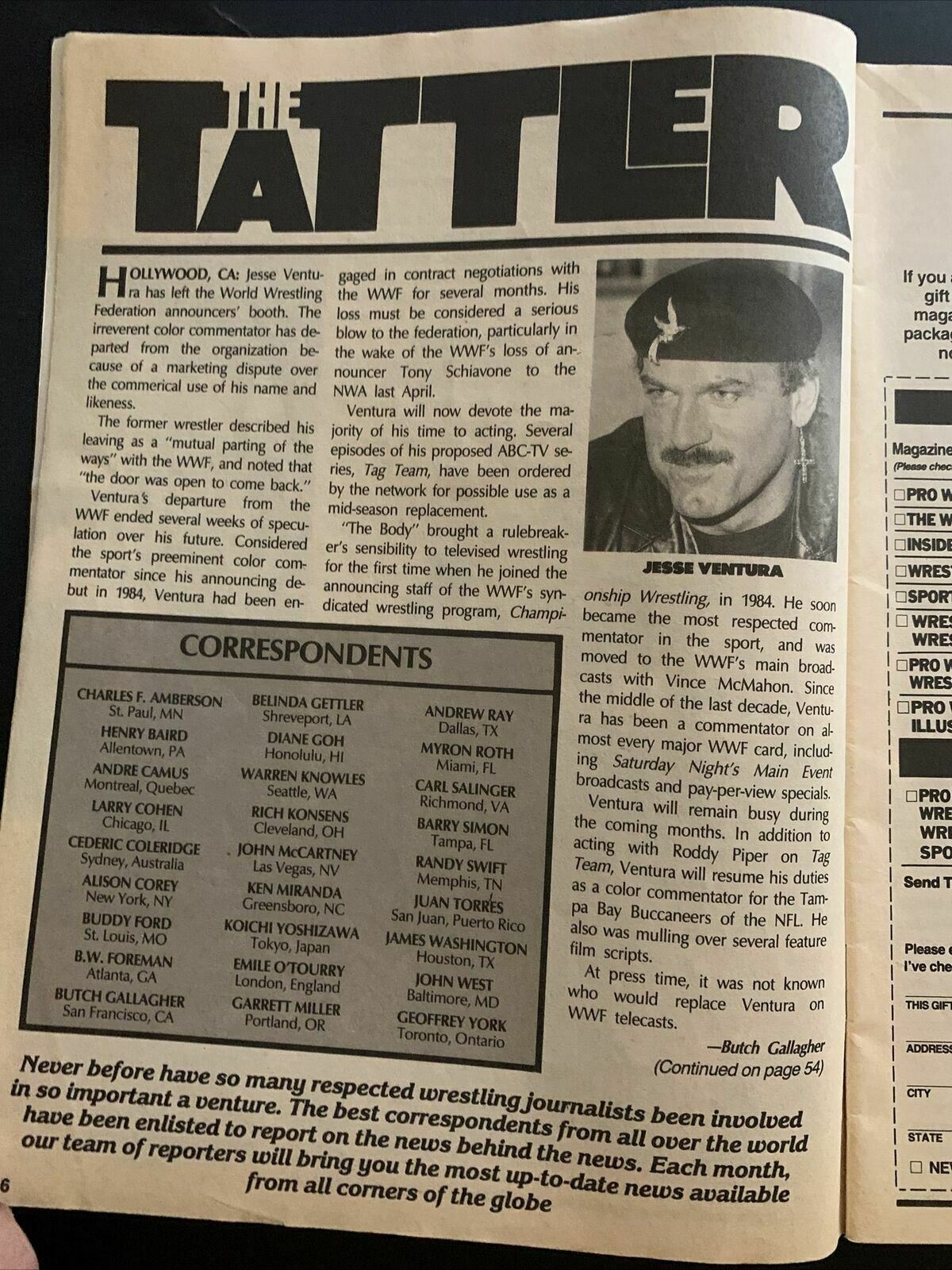 Sports Review Wrestling Magazine November 1990 - Hogan, Ultimate Warrior, Ted Di