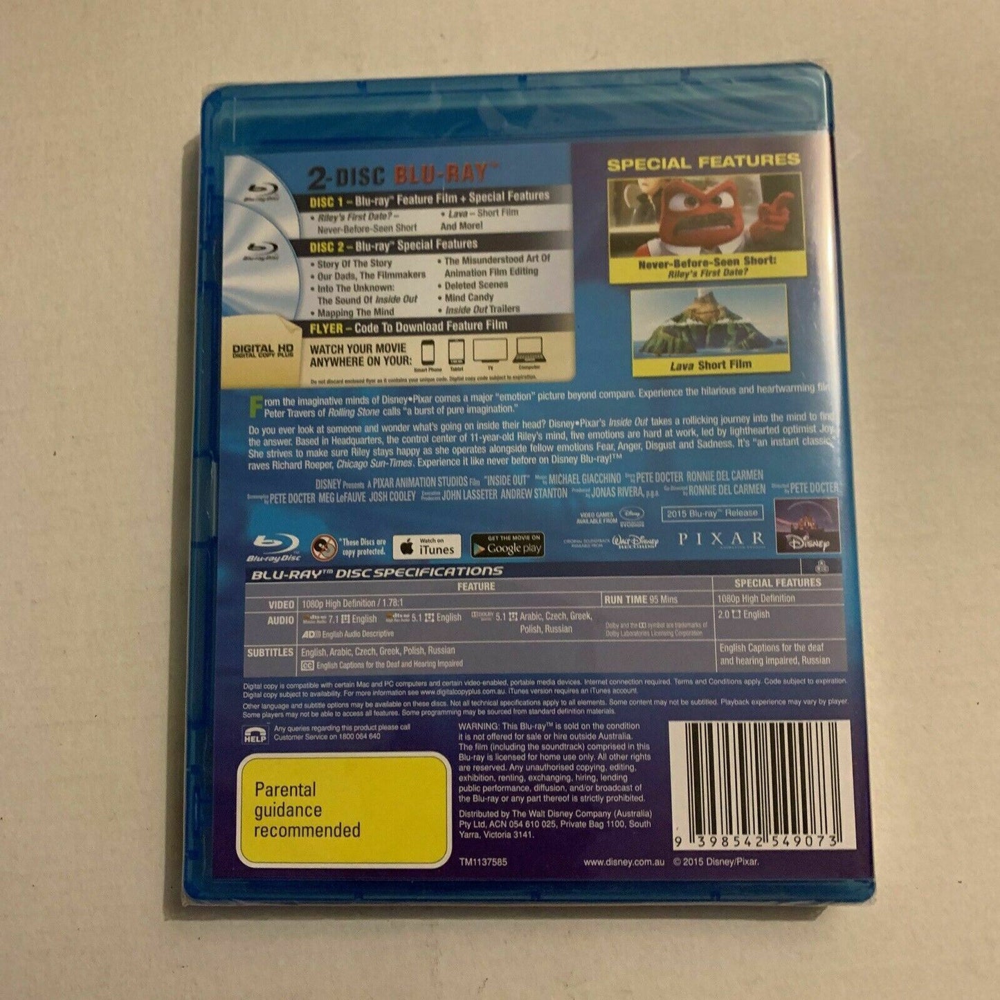 *New Sealed* Inside Out (Bluray, 2015) All Regions
