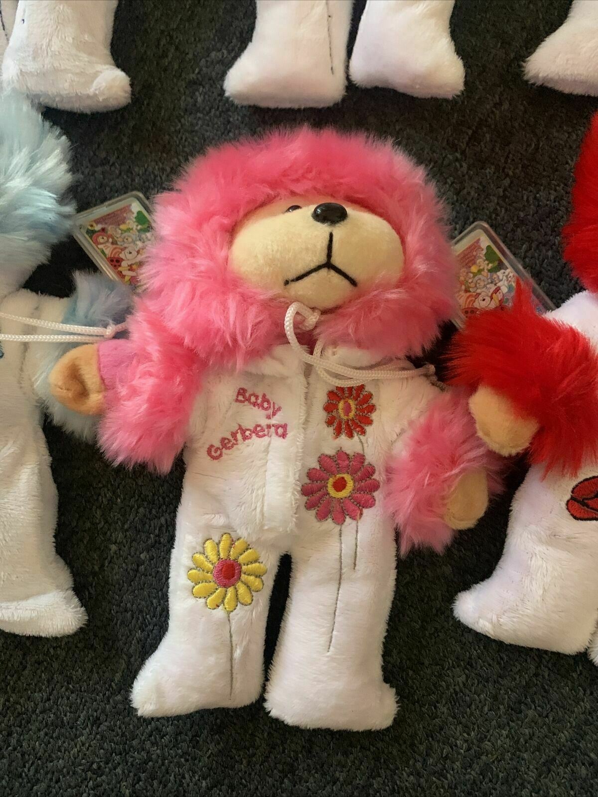 4x Beanie Baby: Baby Forget Me Not, Gerbera, Poppy, Frangipani, Rose & Bluebell