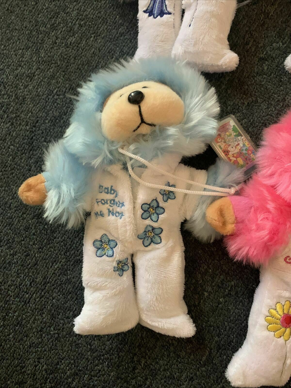 4x Beanie Baby: Baby Forget Me Not, Gerbera, Poppy, Frangipani, Rose & Bluebell