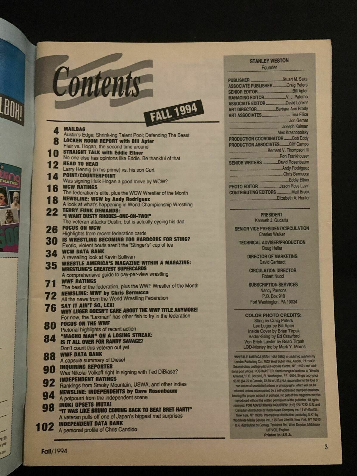 Wrestle America Magazine Fall 1994