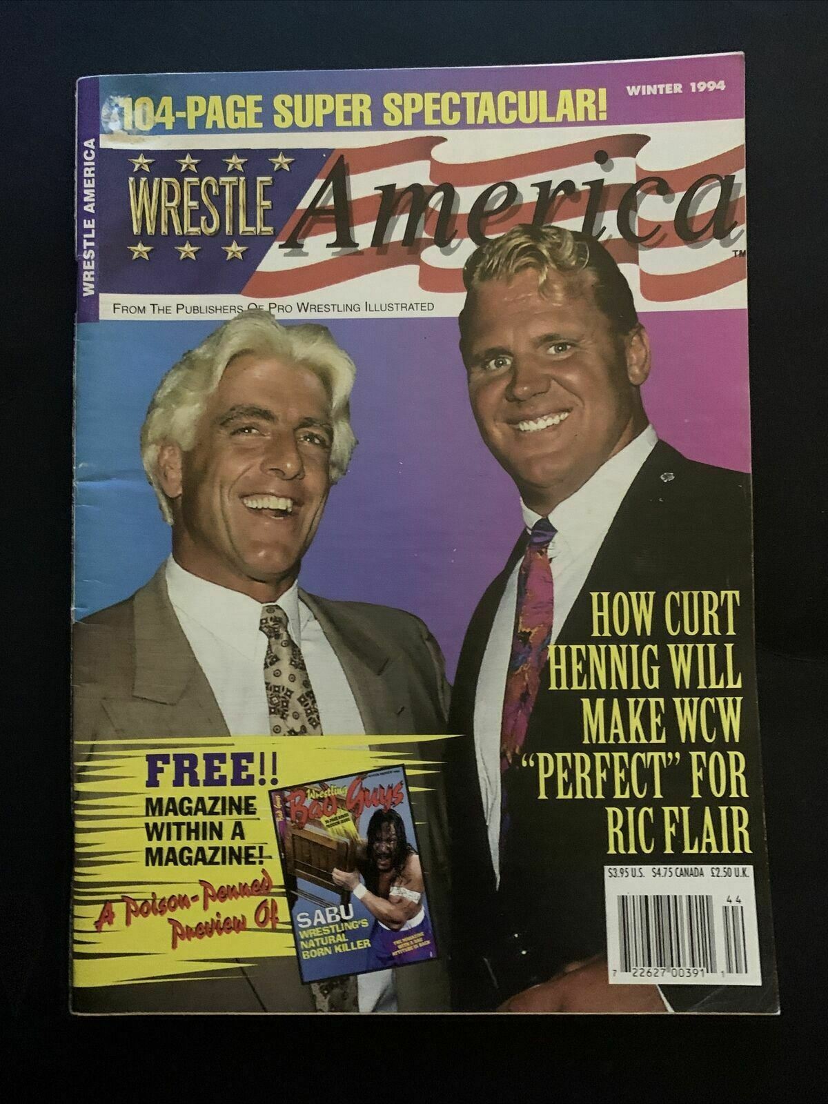 Wrestle America Magazine Winter 1994 - Curt Henning, Ric Flair, Sabu