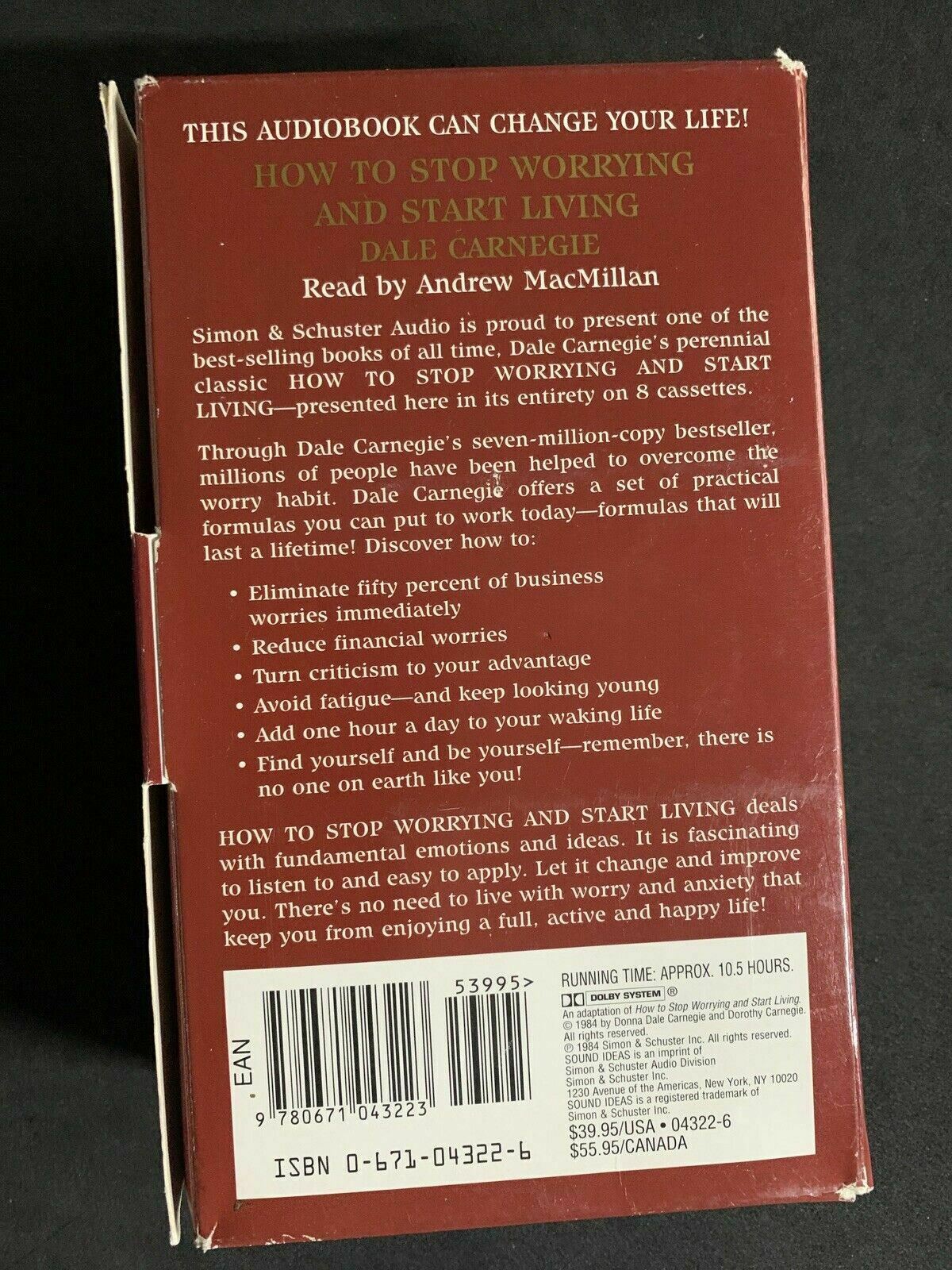 How to Stop Worrying and Start Living by Dale Carnegie Audio Tape Cassettes