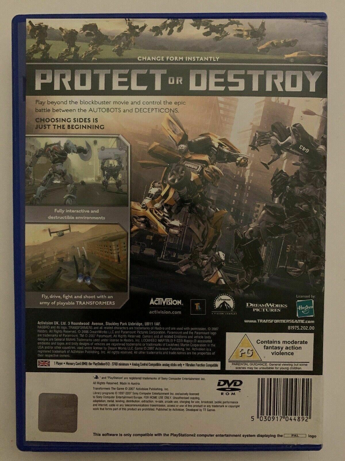 Transformers: The Game - Playstation PS2 PAL Game with Manual