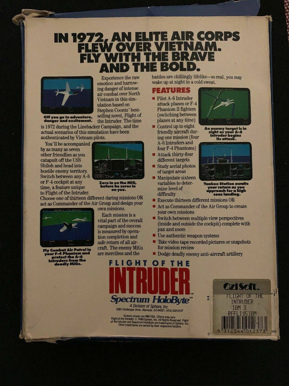 Flight Of The Intruder PC 1990 Flight Combat Simulation Game in Box *Rare*