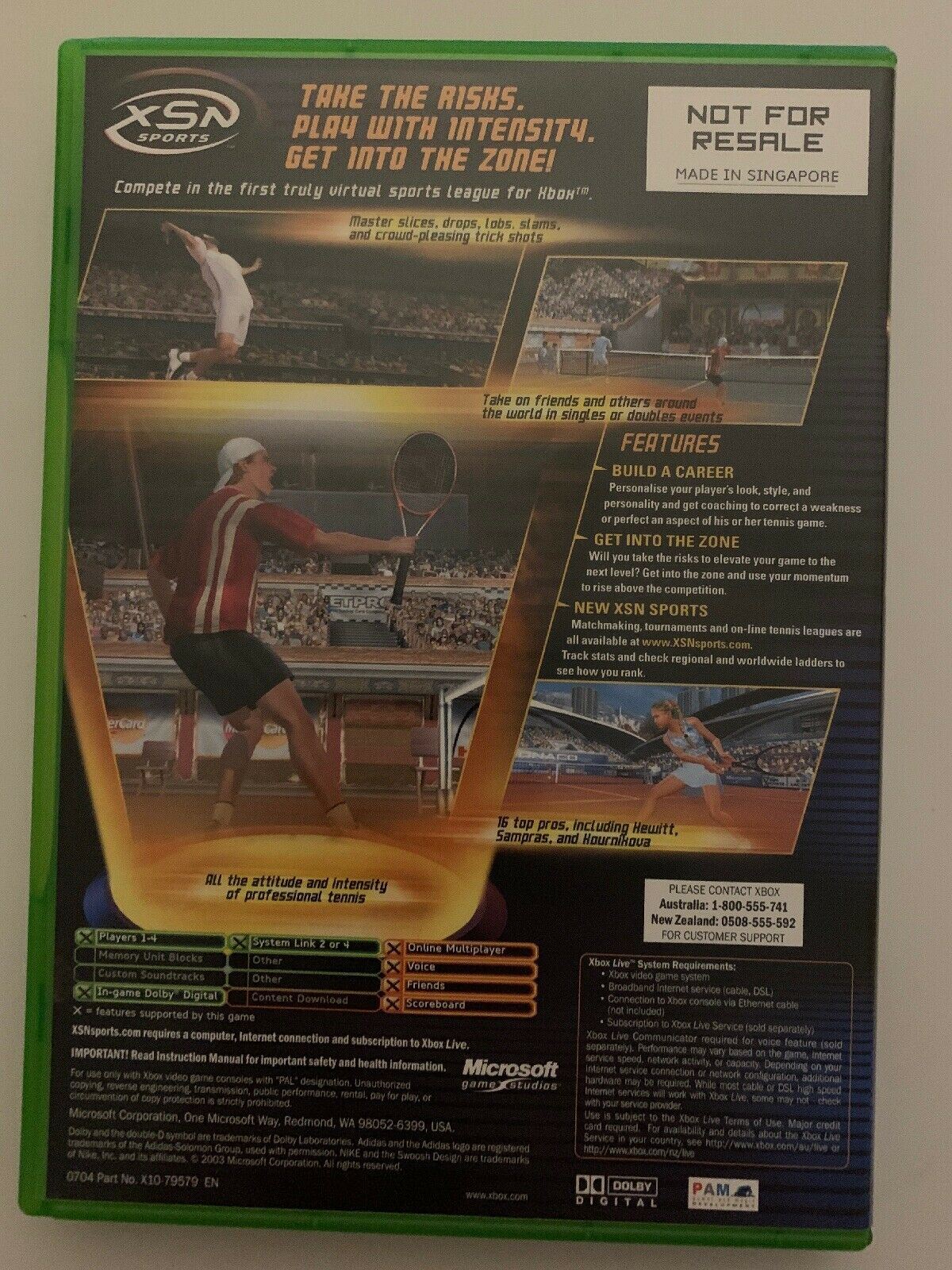 Top Spin - Microsoft Xbox Original XSN Sports Tennis PAL Game