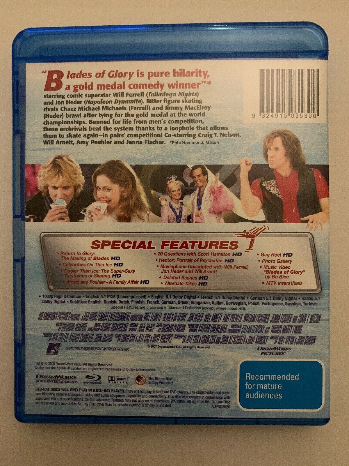 Blades Of Glory (Blu-ray, 2007) Will Ferrell, Jon Heder. Comedy. Region B