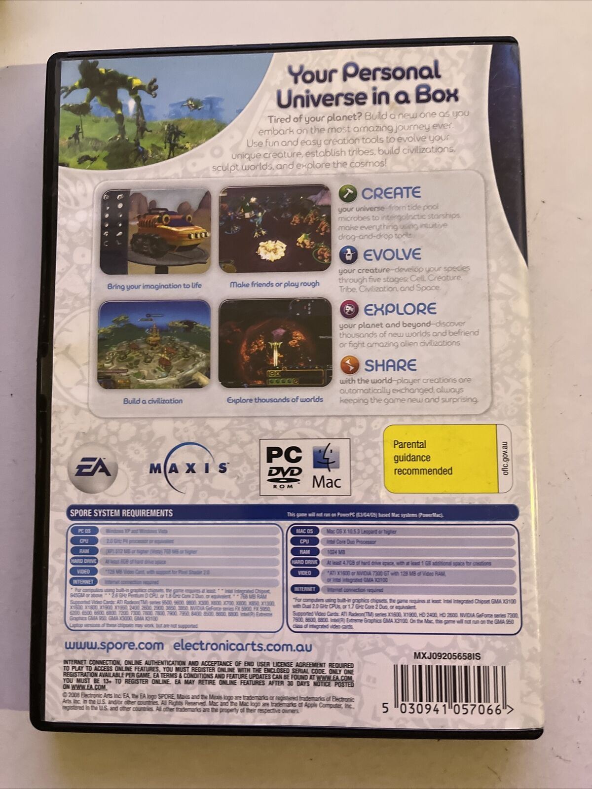 Spore - Windows PC / MAC game + Manual (from The Creator Of The SIMS)
