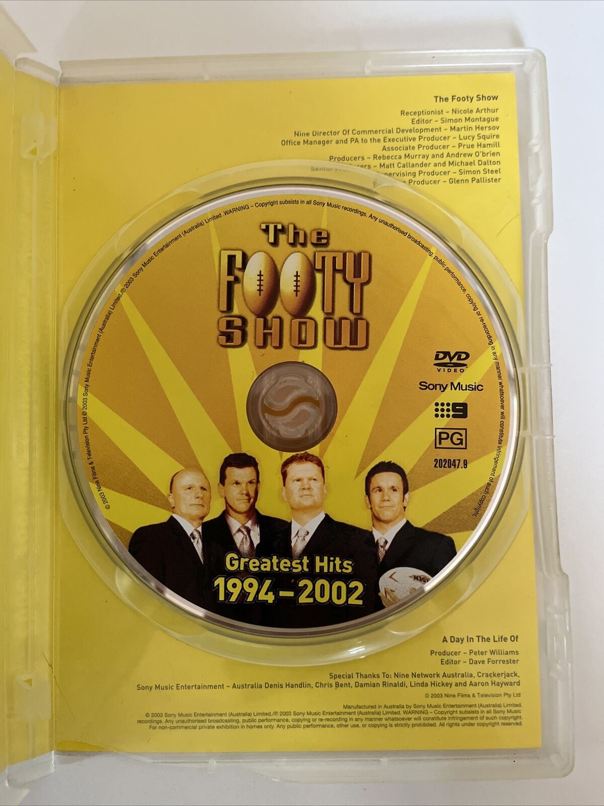 The Footy Show Greatest Hits 1994-2002 (DVD, 1994) Rugby. Region 4