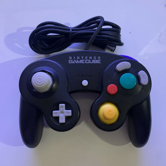 GENUINE Nintendo GameCube Controller Black - tested, cleaned & working