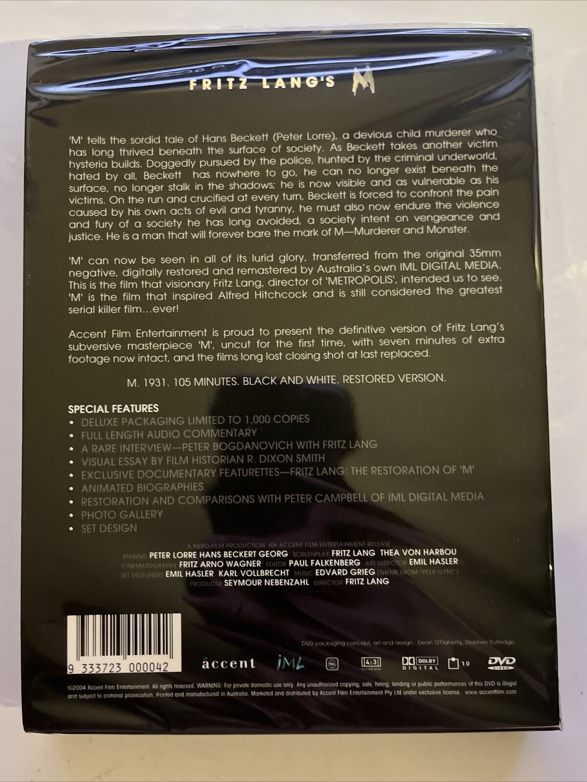 M - Special Limited Edition (DVD, 1931, 2-Disc) Fritz Lang Film. All Regions