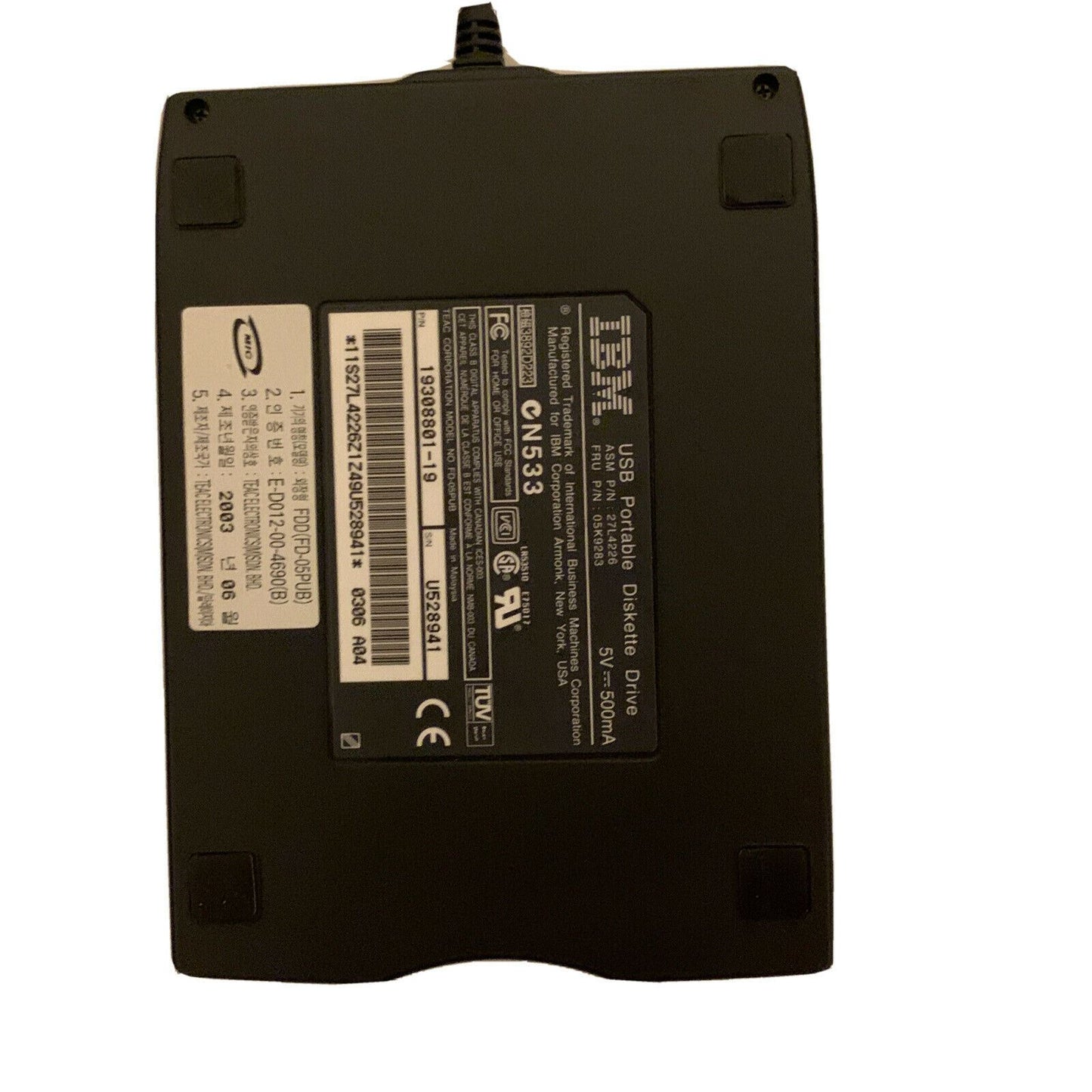 Genuine IBM USB Portable 3.5" Floppy Diskette Drive 27L4226
