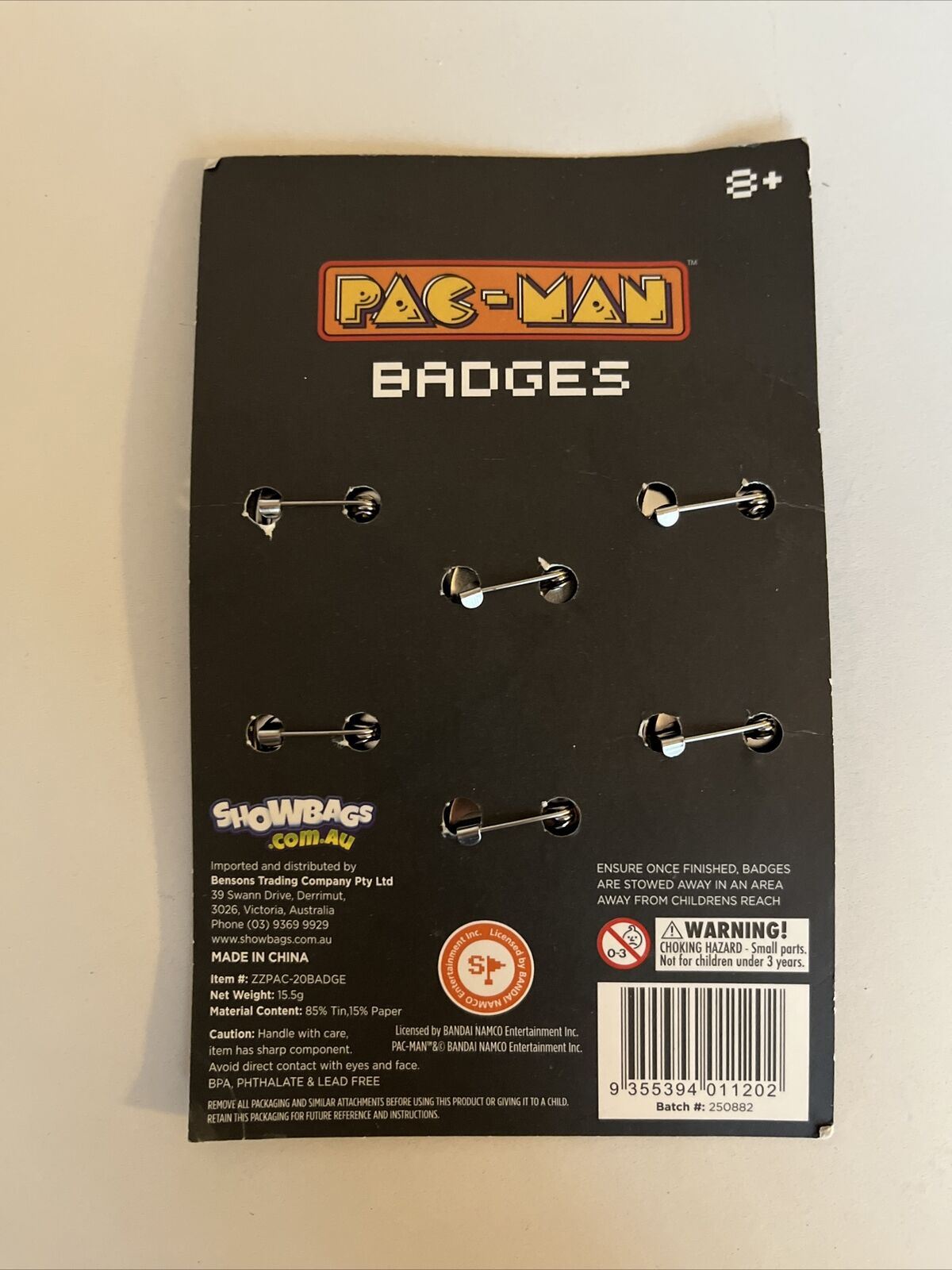 6pc Pac Man Badges Kids/Children 8y+ 2.5cm Pin Back Buttons Novelty Accessories