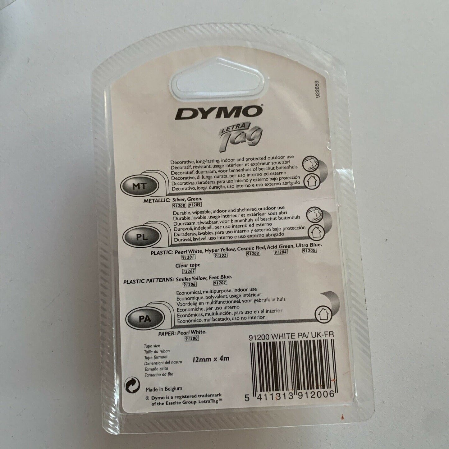 5x Genuine Dymo Tape Letratag Label 1x Paper, 1x Metallic 1x Plastic 2x White