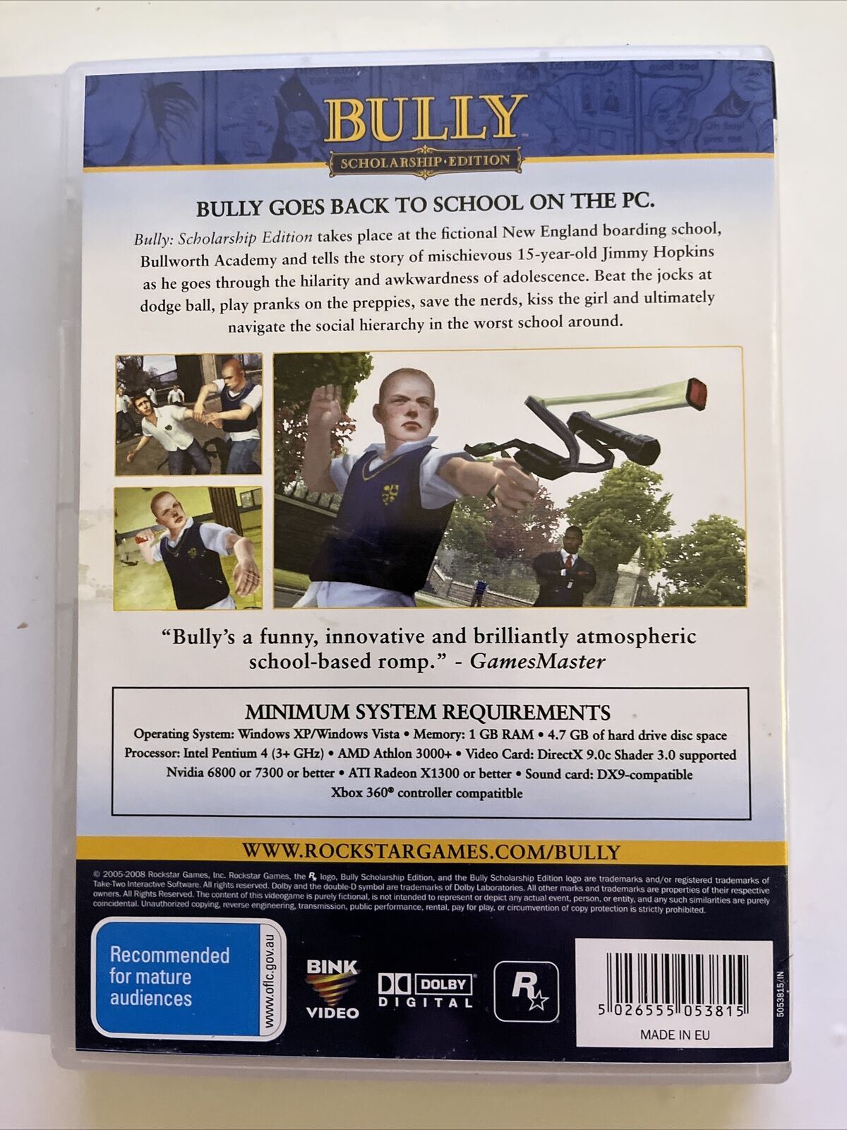 Bully Scholarship Edition - PC DVD Windows Rockstar Games with Manual