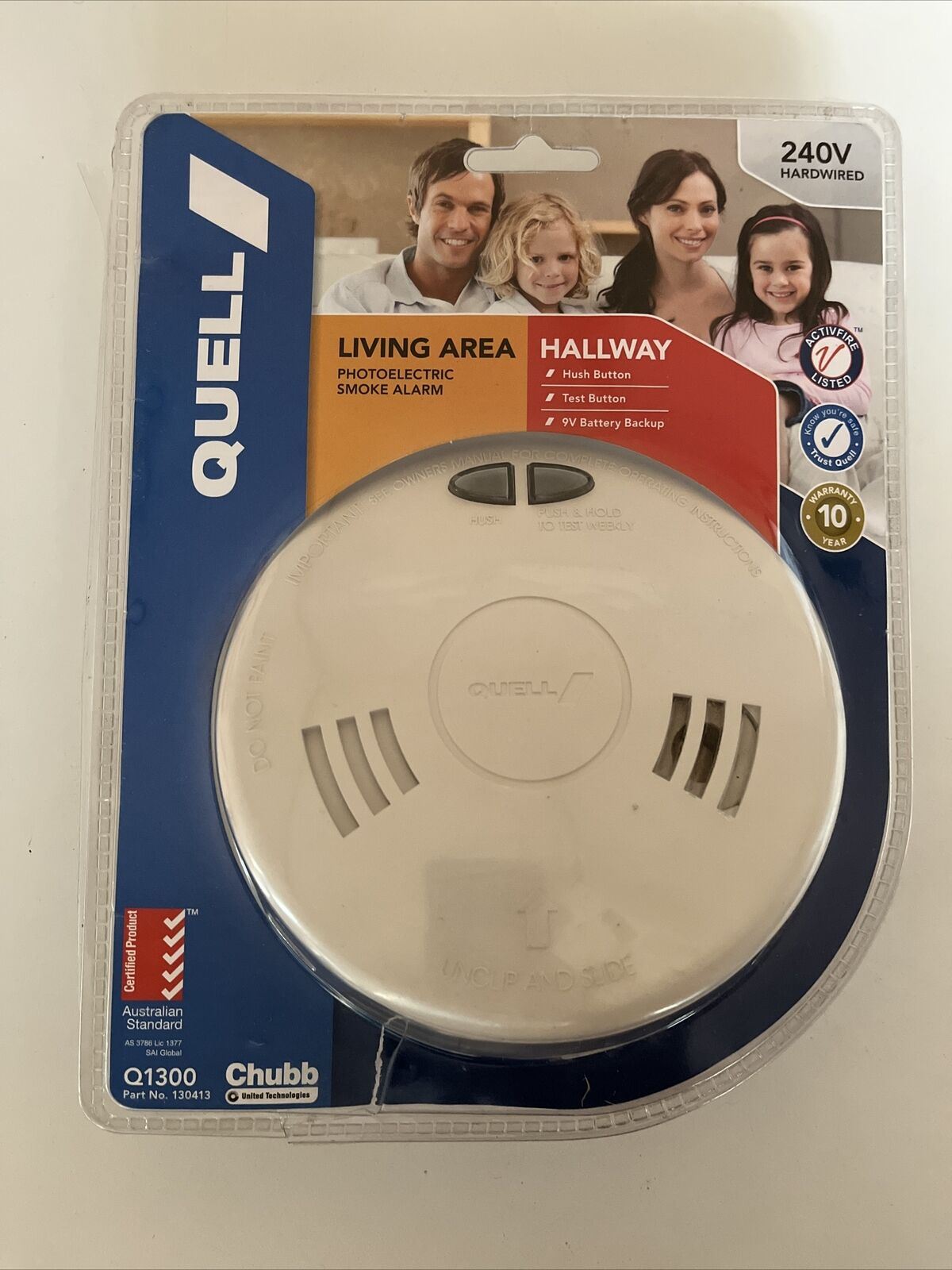 Quell Photoelectric Smoke Alarm 240V 9V Backup Interconnect