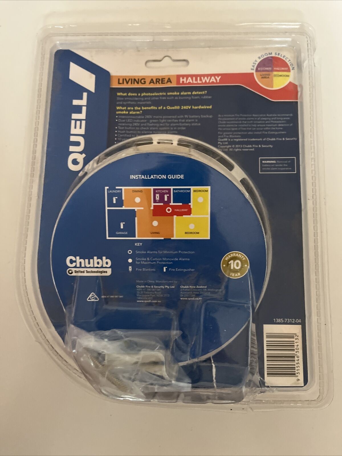 Quell Photoelectric Smoke Alarm 240V 9V Backup Interconnect