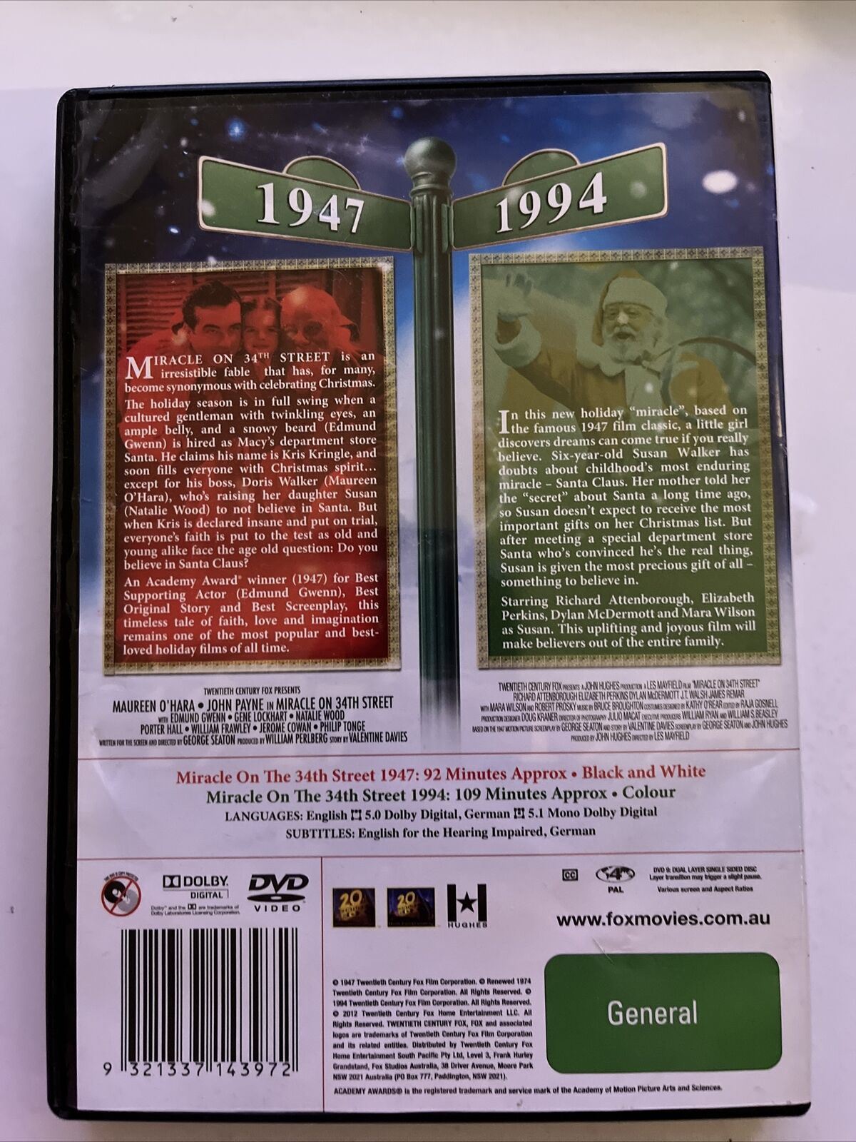Miracle On 34th Street 1947 & 1994 (DVD) Richard Attenborough, Natalie Wood