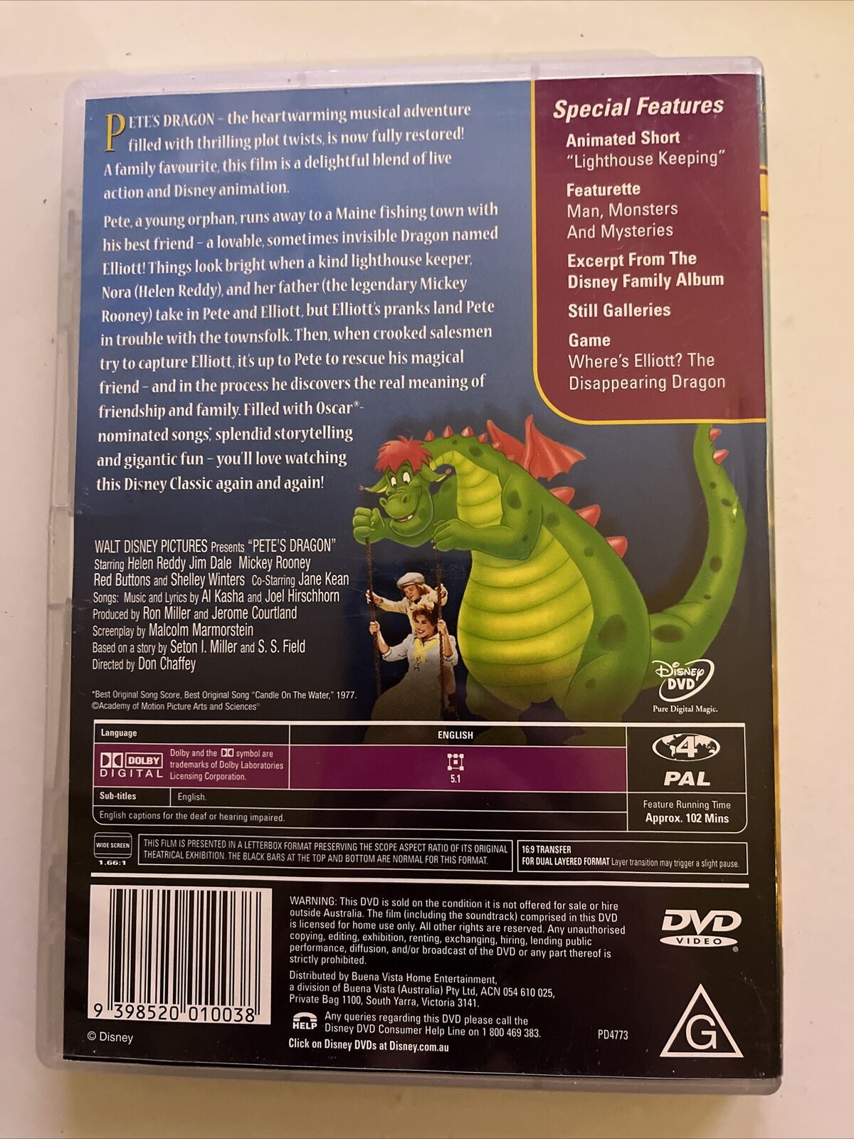 Pete's Dragon (DVD, 1977) Disney Animated Film Classic. Region 4