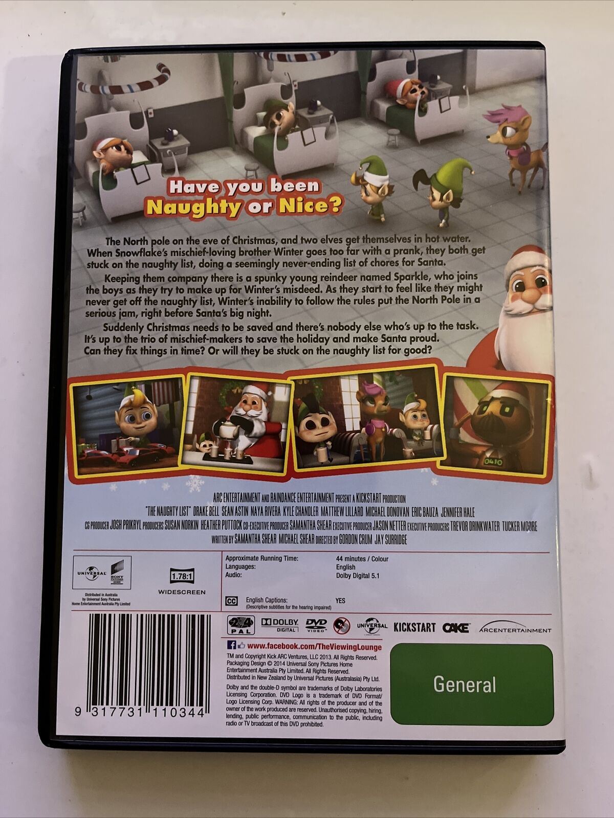 The Naughty List (DVD, 2013) Drake Bell, Sean Astin, Christmas Film. Region 4