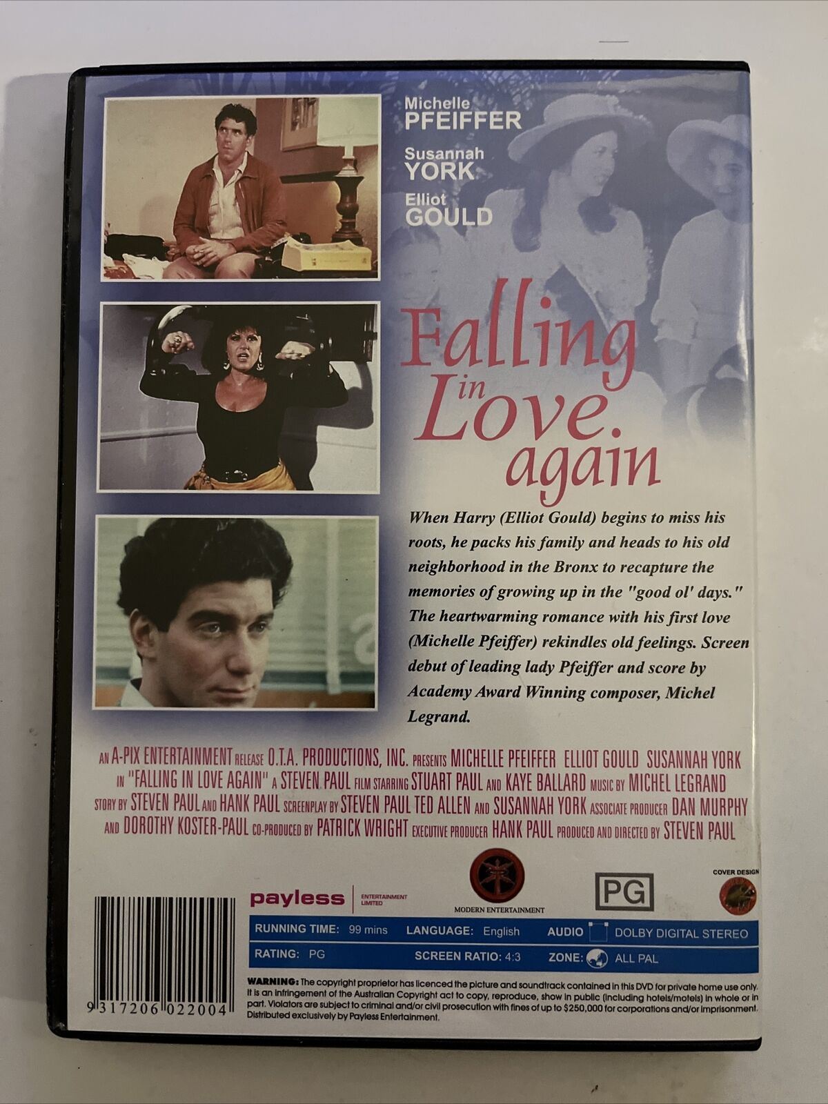 Falling In Love Again (DVD,1980) Michelle Pfeiffer, Elliott Gould, Susannah York