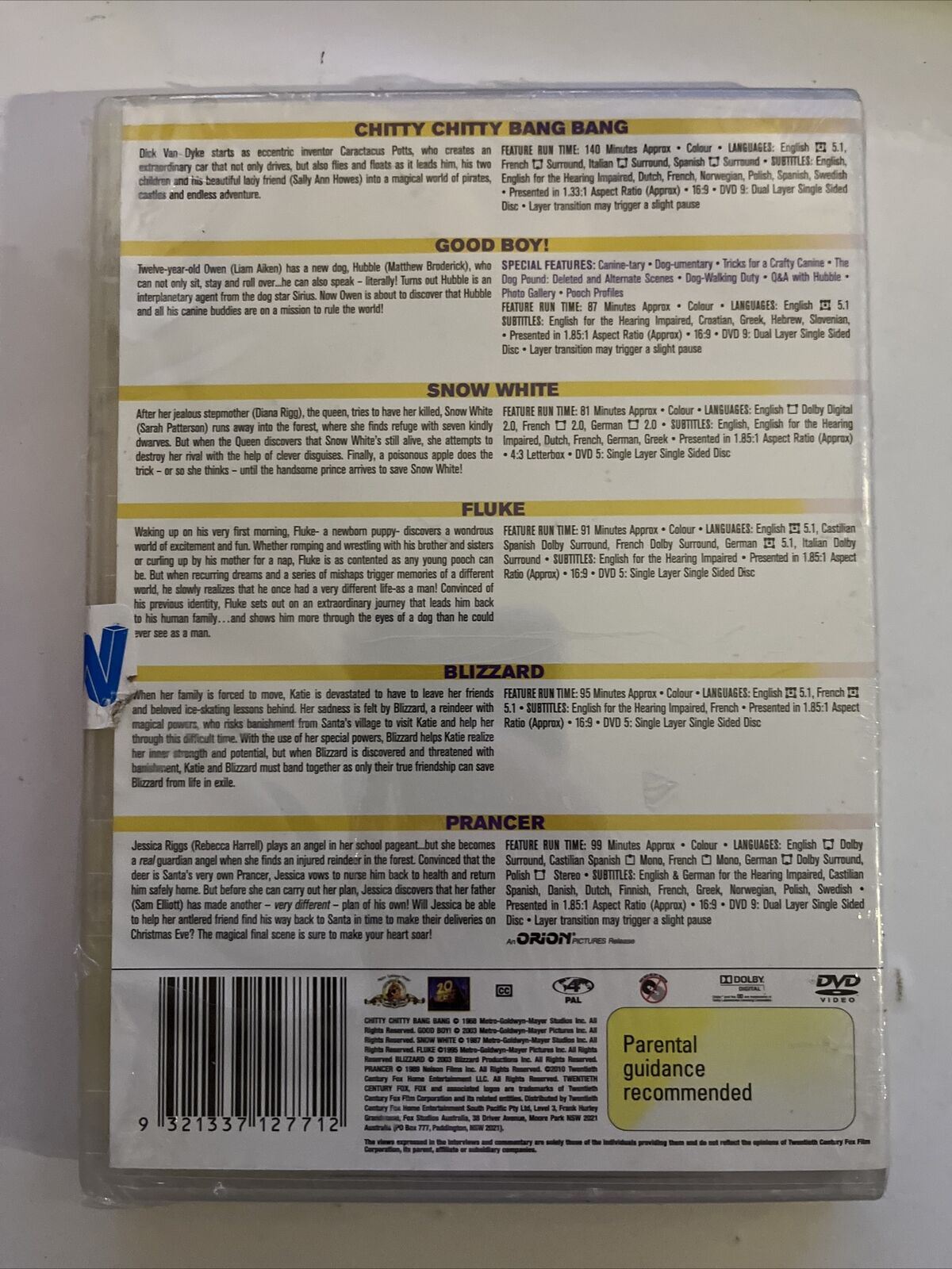 Chitty Chitty Bang Bang / Good Boy / Snow White / Fluke / Blizzard / Prancer DVD