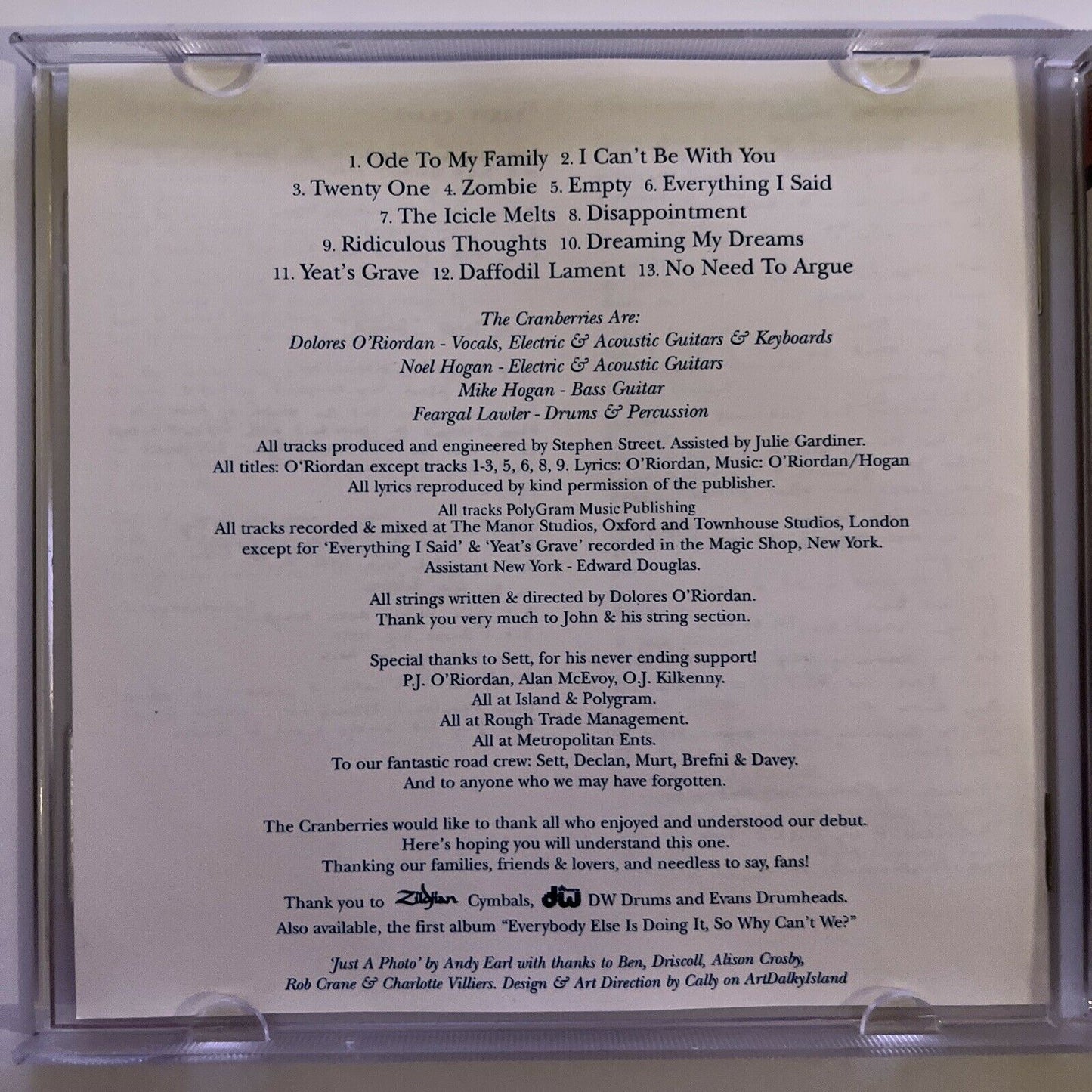 No Need To Argue by The Cranberries (CD, 1994) Album