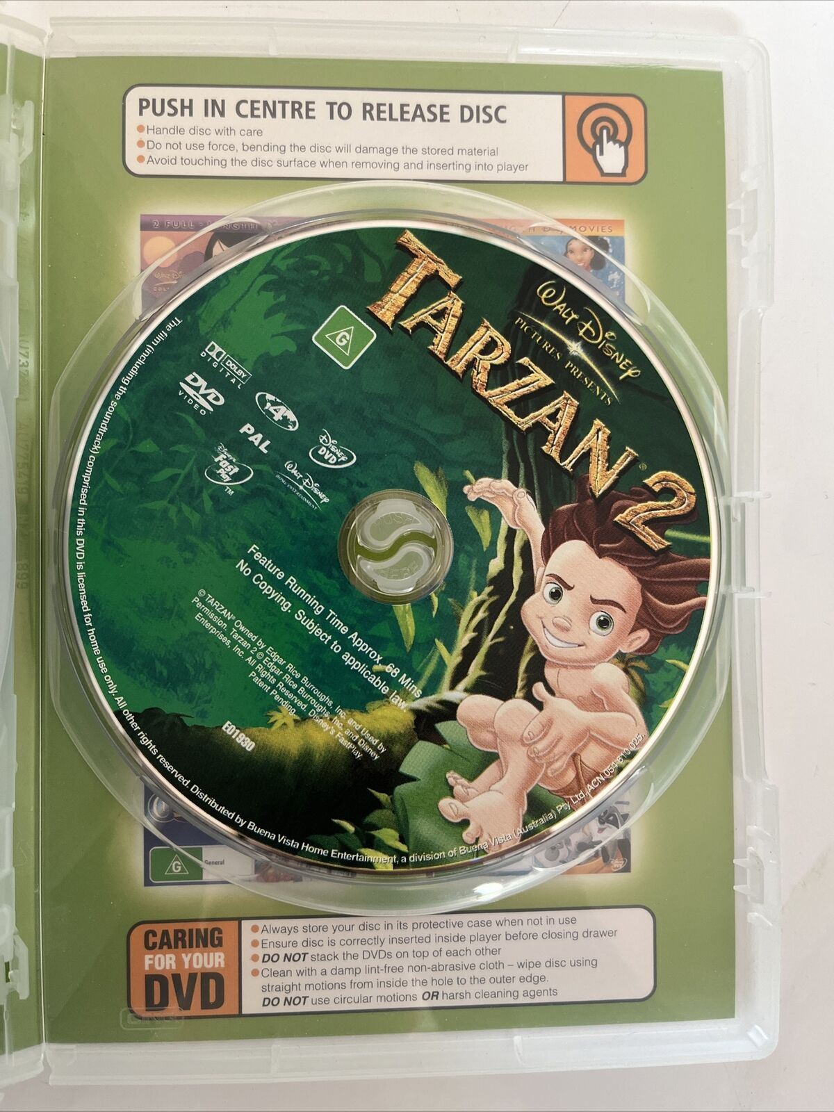 Disney Tarzan 1 & 2 (DVD, 1999) Animated Films. Region 4