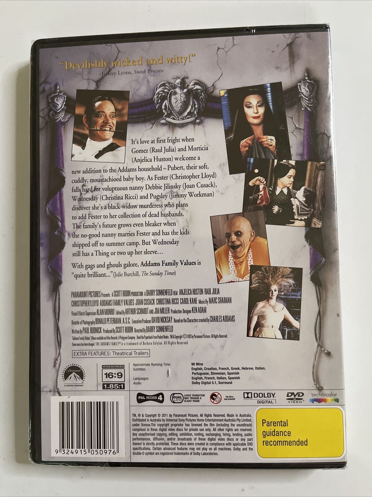 *New Sealed* Addams Family Values (DVD,1993) Anjelica Huston, Raul Julia Region4