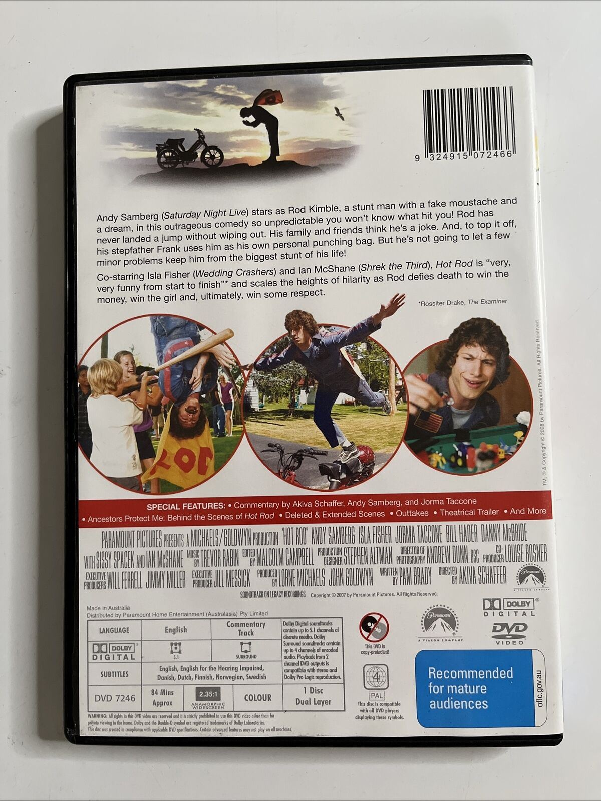 Hot Rod (DVD, 2007) Andy Samberg, Isla Fisher, Danny McBride NEW Comedy Region 4