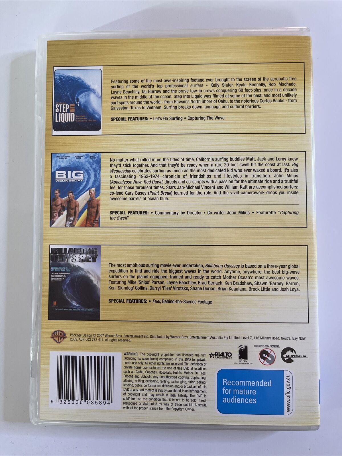 Step into Liquid / Big Wednesday / Billabong Odyssey (DVD,1982) Surfing Film NEW