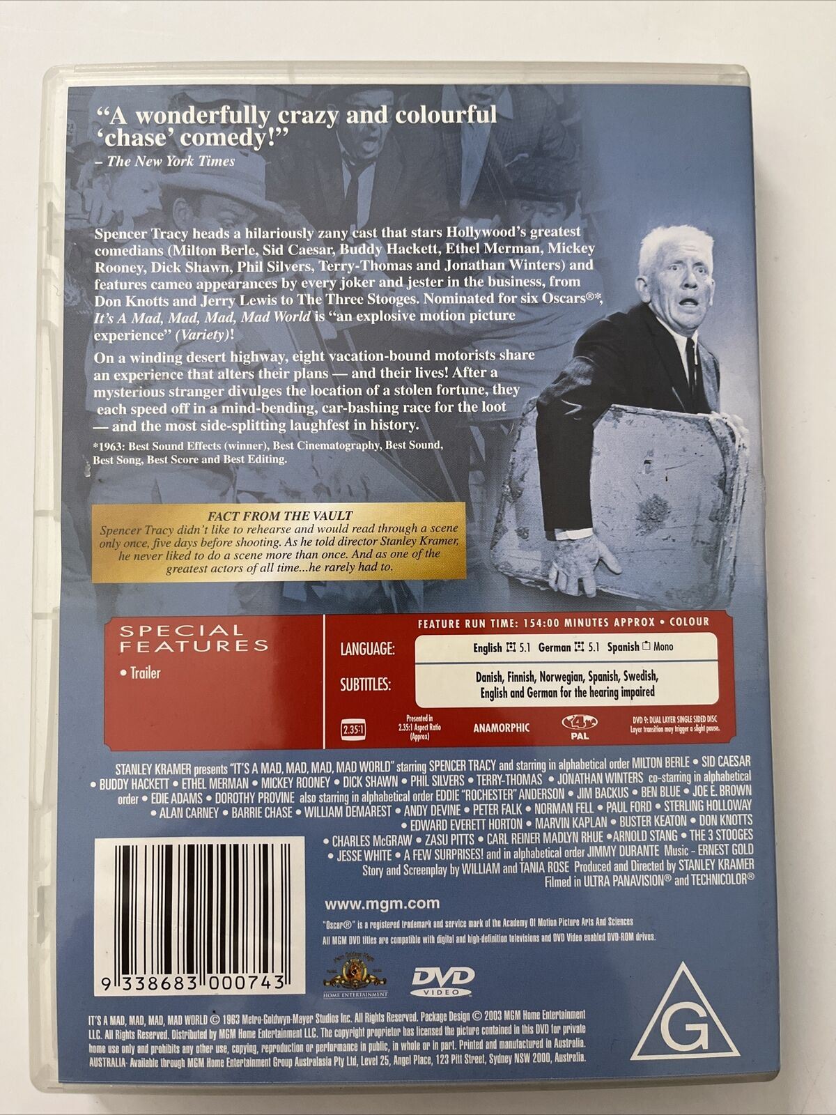 It's A Mad, Mad, Mad, Mad World (DVD, 1963) NEW Spencer Tracy, Milton Berle Reg4