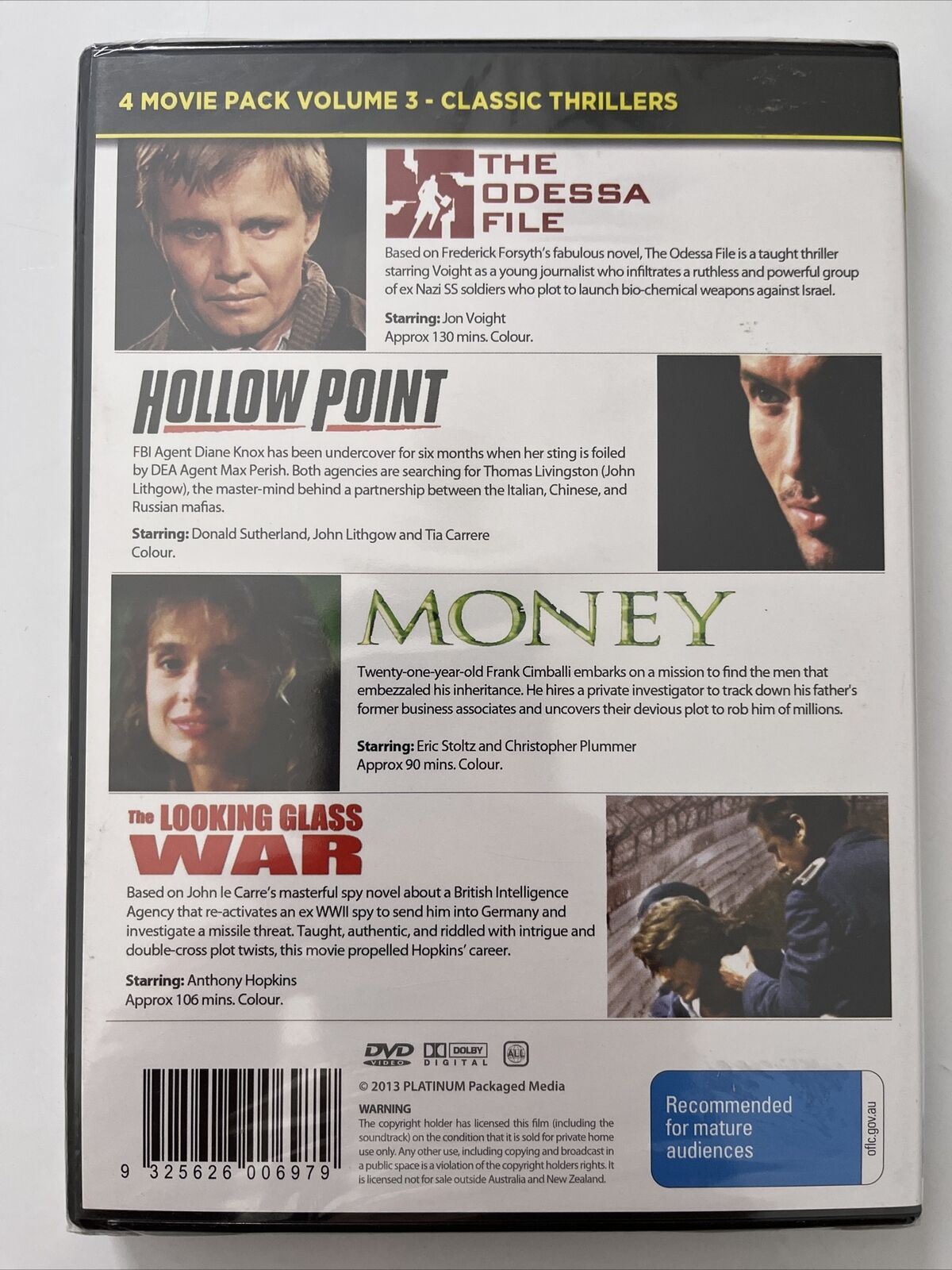 Hollow Point / Money / The Looking Glass War /The Odessa File DVD NEW All Region
