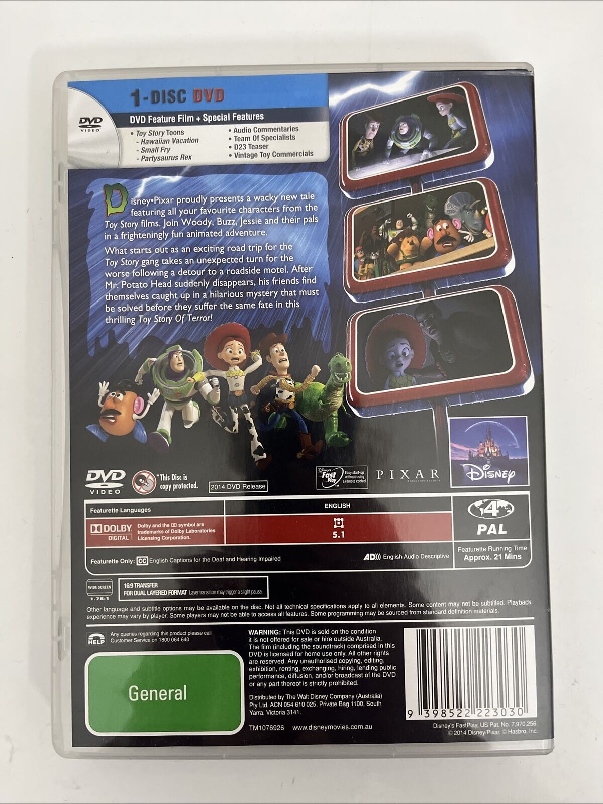 Toy Story of Terror (DVD, 2013) NEW Tom Hanks, Tim Allen, Joan Cusack. Region 4